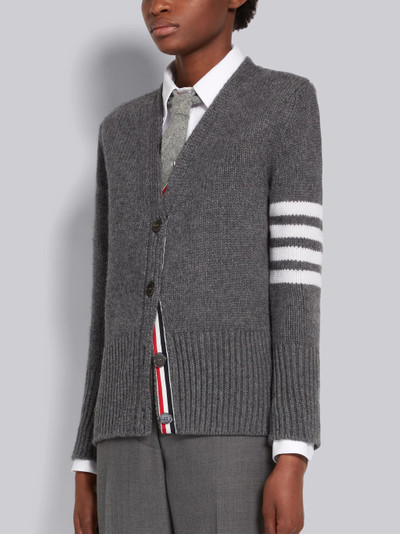 Thom Browne Medium Grey Cashmere 4-Bar Mrs. Thom Pearl Embroidery Classic V-Neck Cardigan outlook