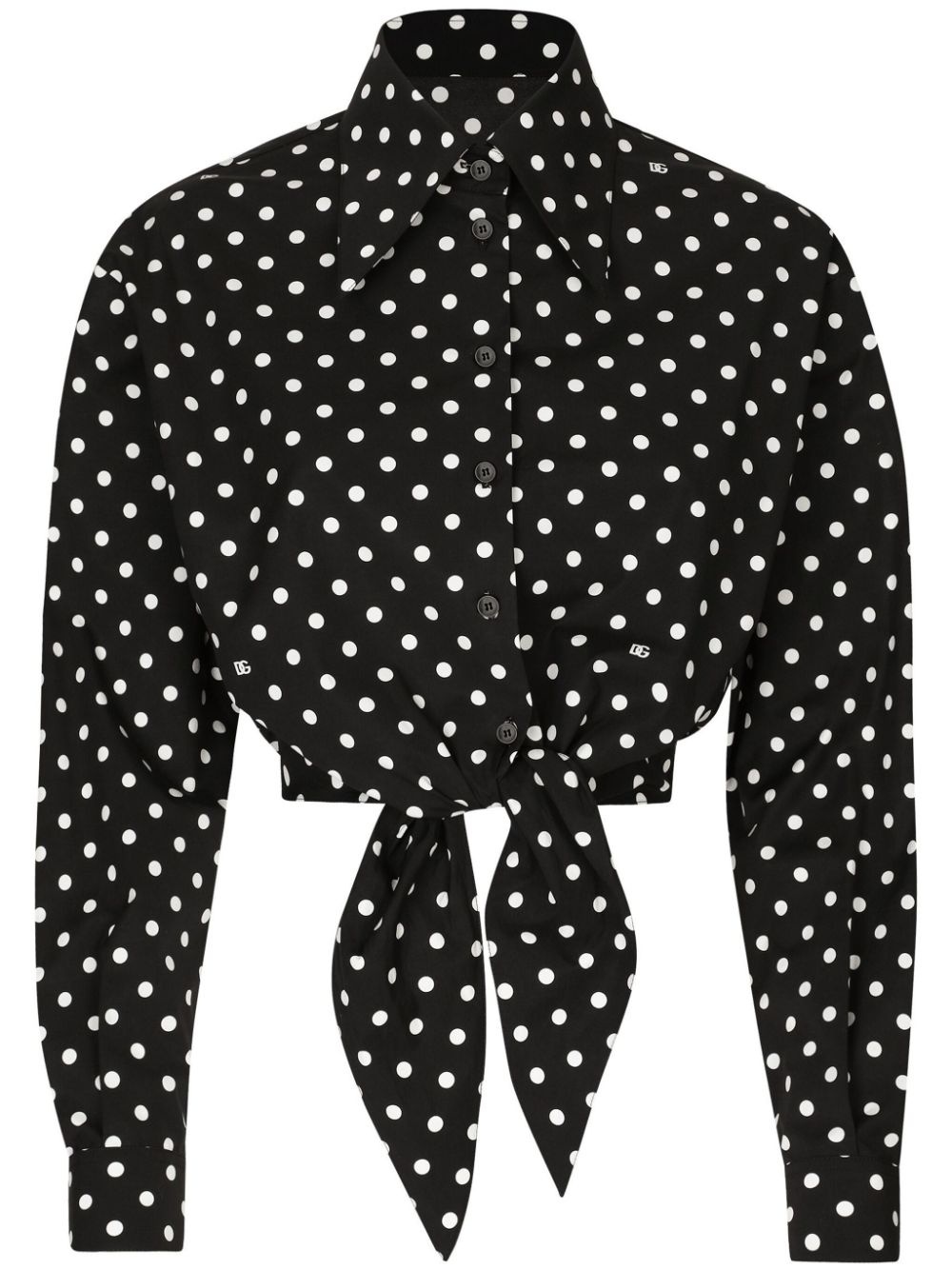 polka-dot cropped shirt - 1