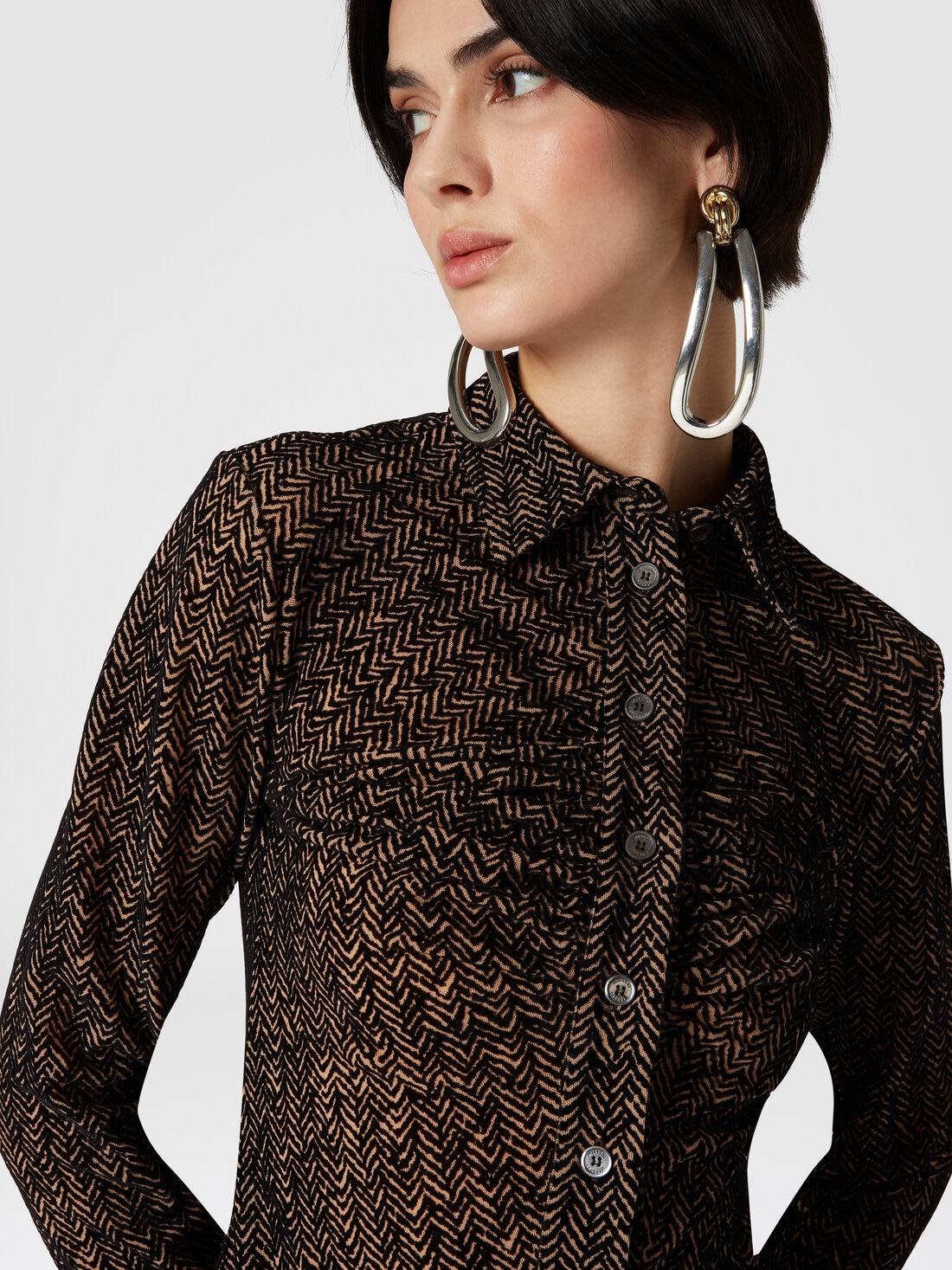 Zig zag tulle shirt with gathering - 5