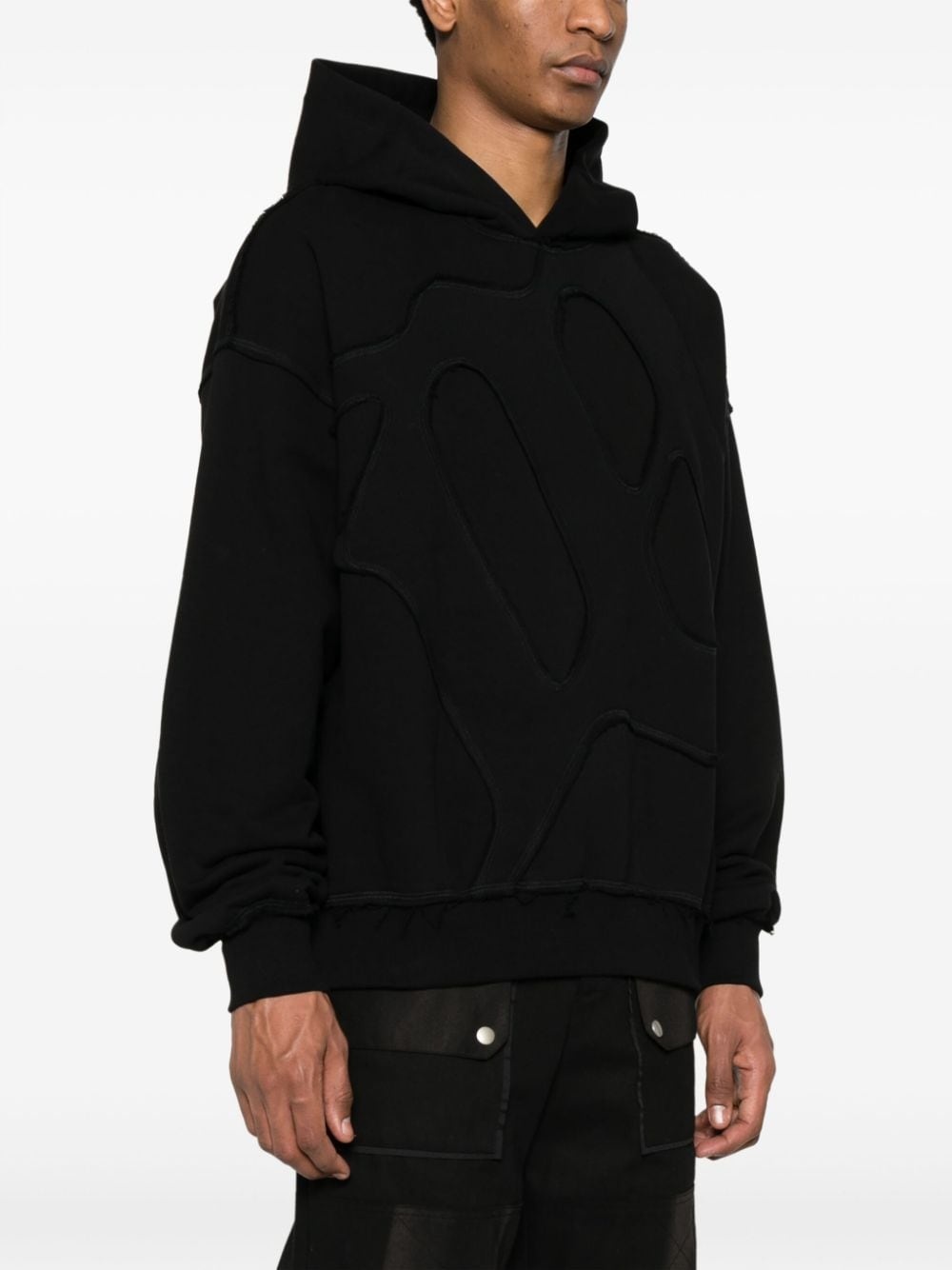 frayed-detailing panelled hoodie - 3