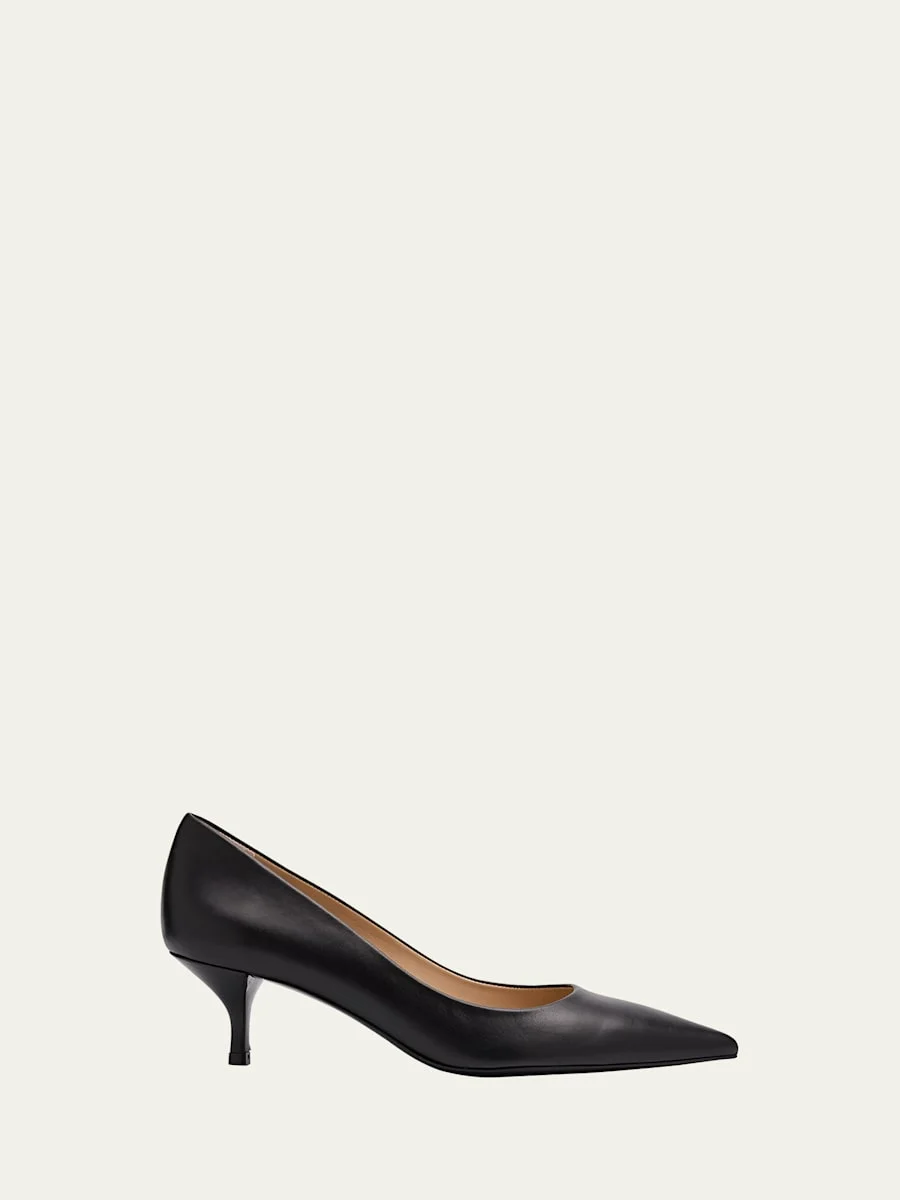 Stuart Leather Kitten-Heel Pumps - 1