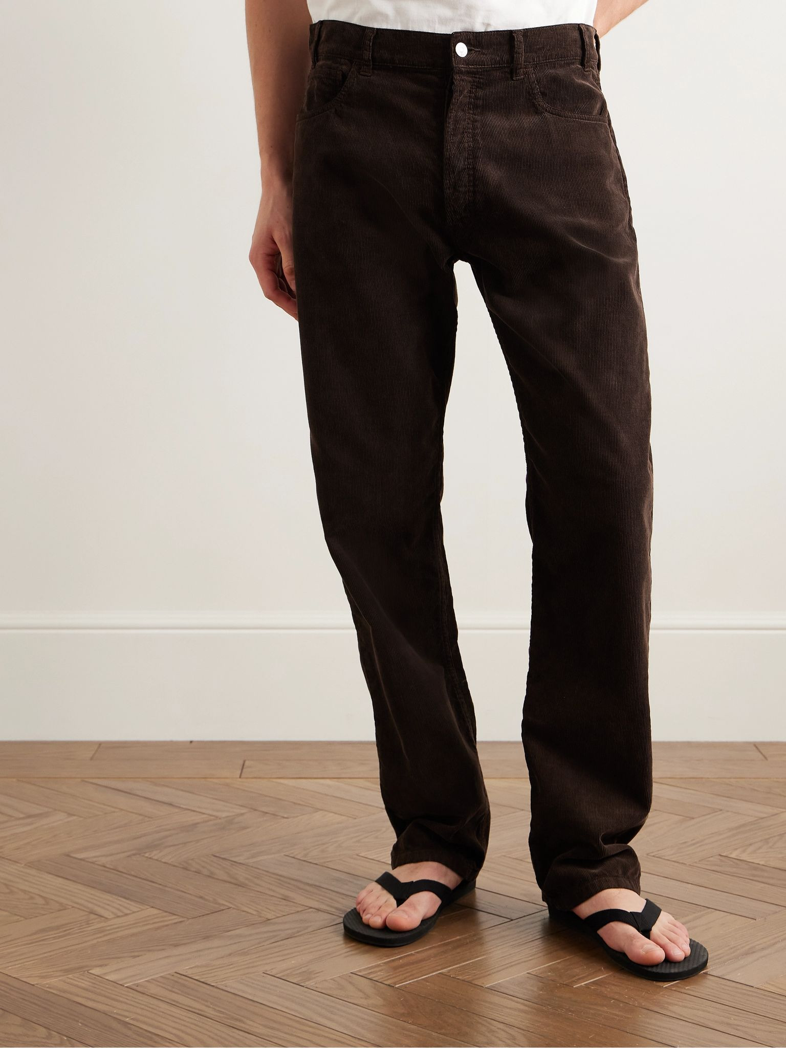 Burt Straight-Leg Cotton-Corduroy Trousers Brown - 3