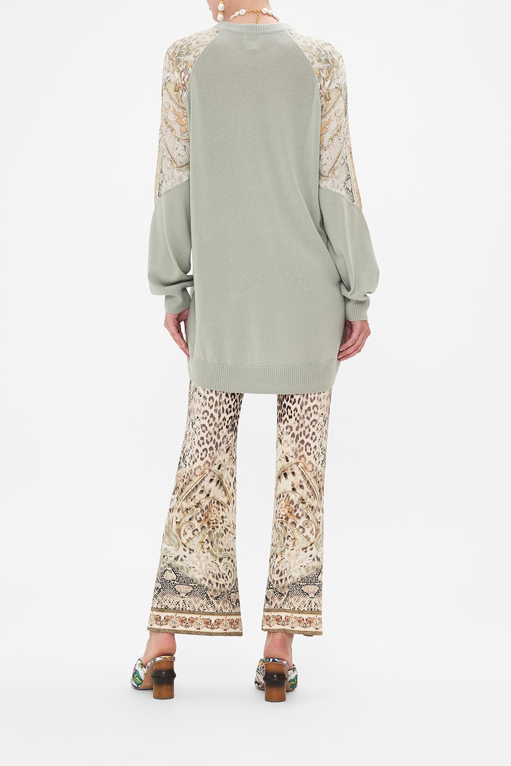 WOOL CASHMERE SILK SPLICED SHOULDER KNIT - 3