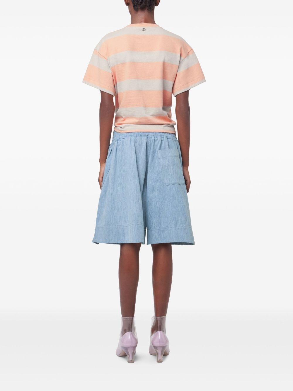 logo-appliqué denim shorts - 3