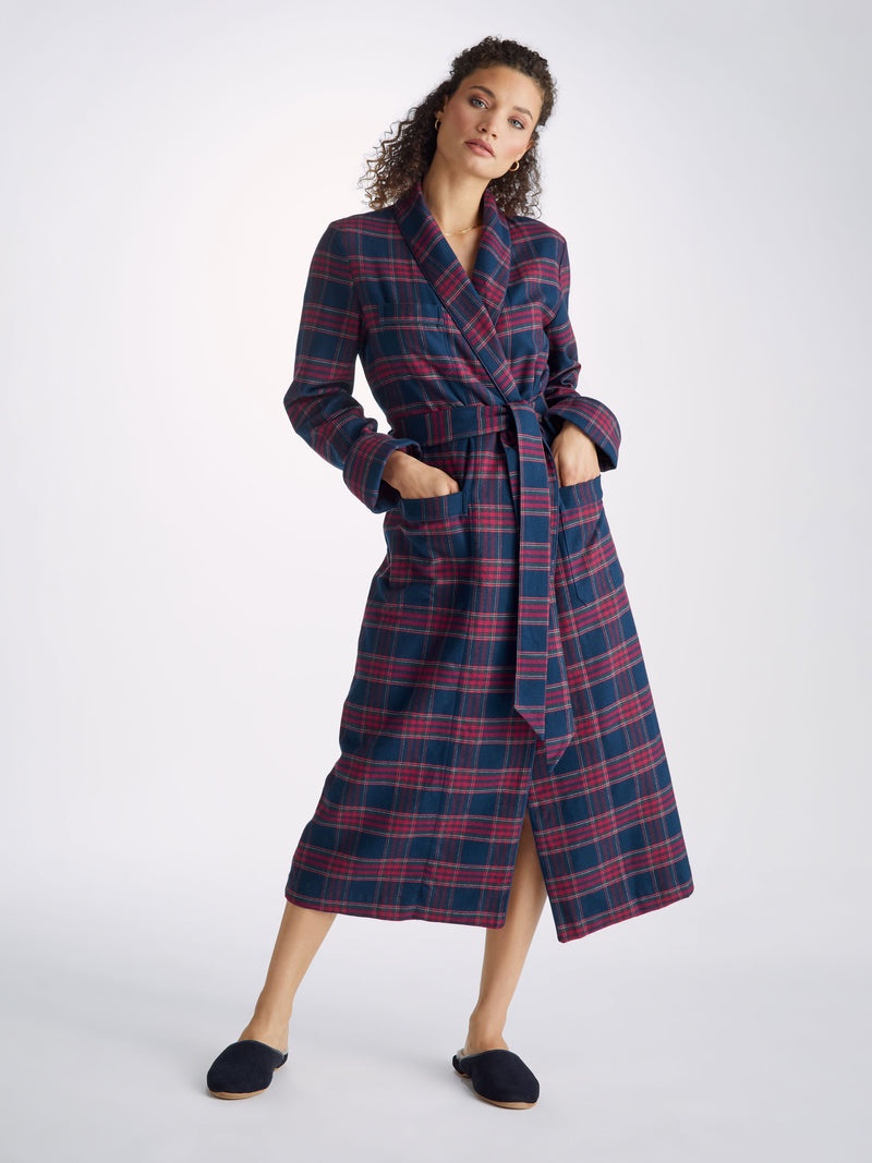 Women's Long Robe Kelburn 36 Brushed Cotton Multi - 2