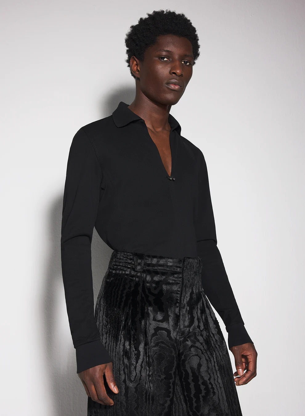 black pierced polo - 1