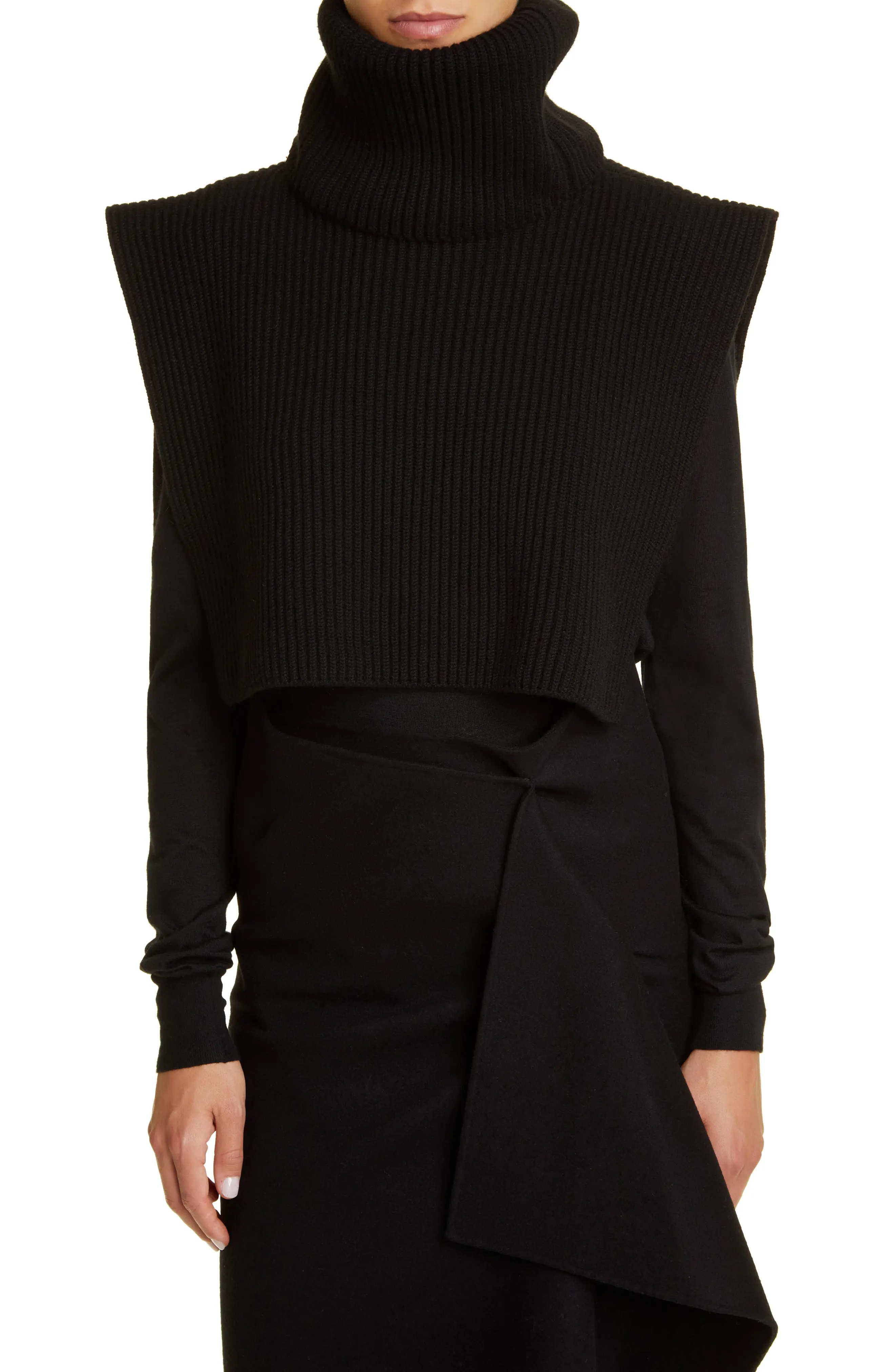 Eppie Strong Shoulder Cashmere Turtleneck Sweater - 1