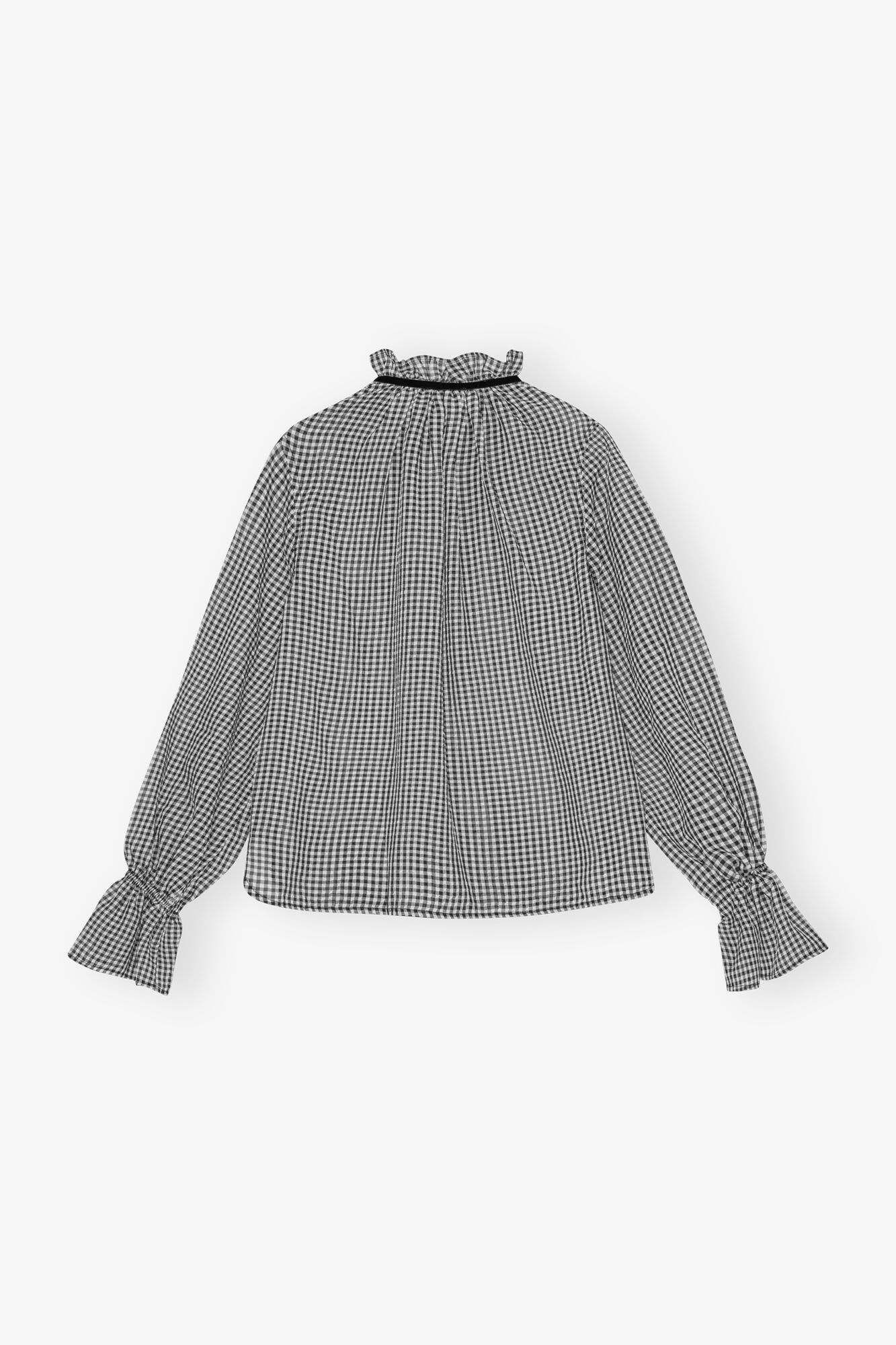 SHEER CHECK TIE STRING SHIRT - 6