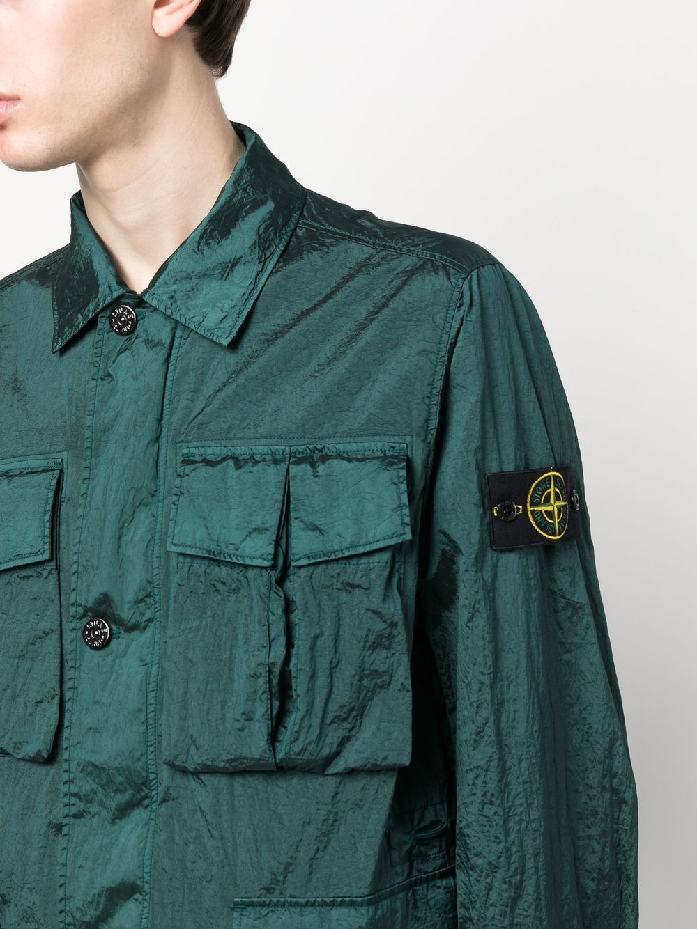 Compass-patch shirt jacket - 5