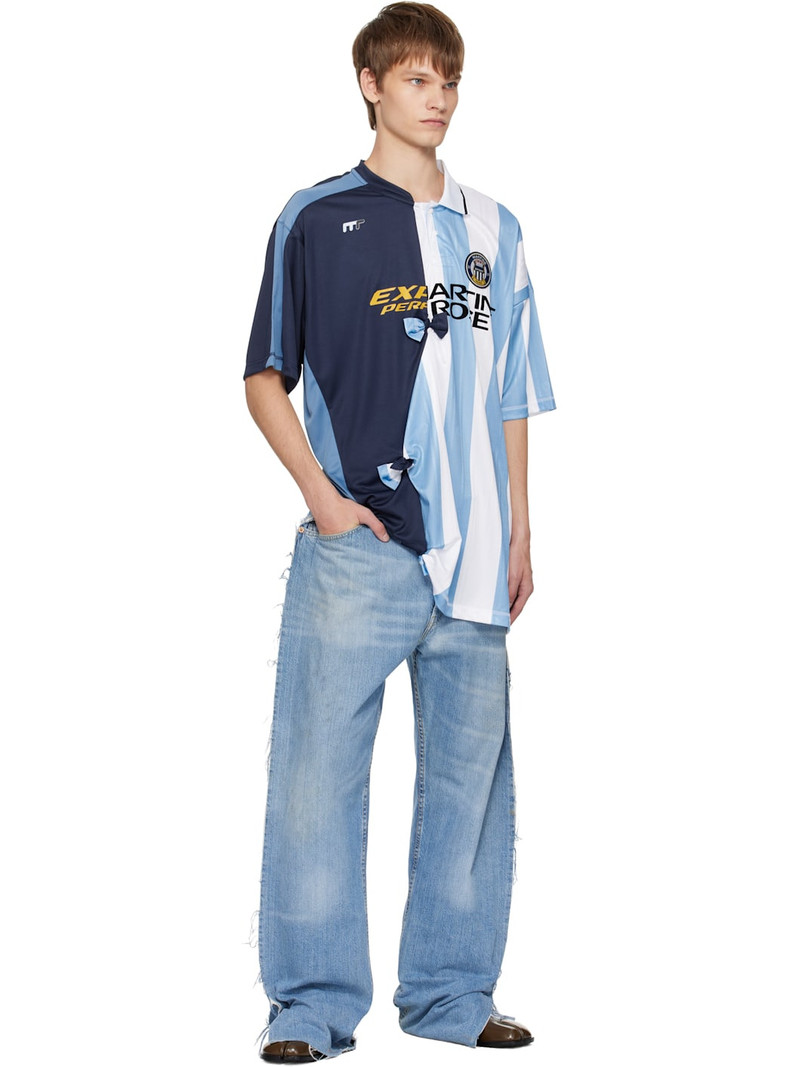 Martine Rose Blue & White Collage Footbed Top outlook