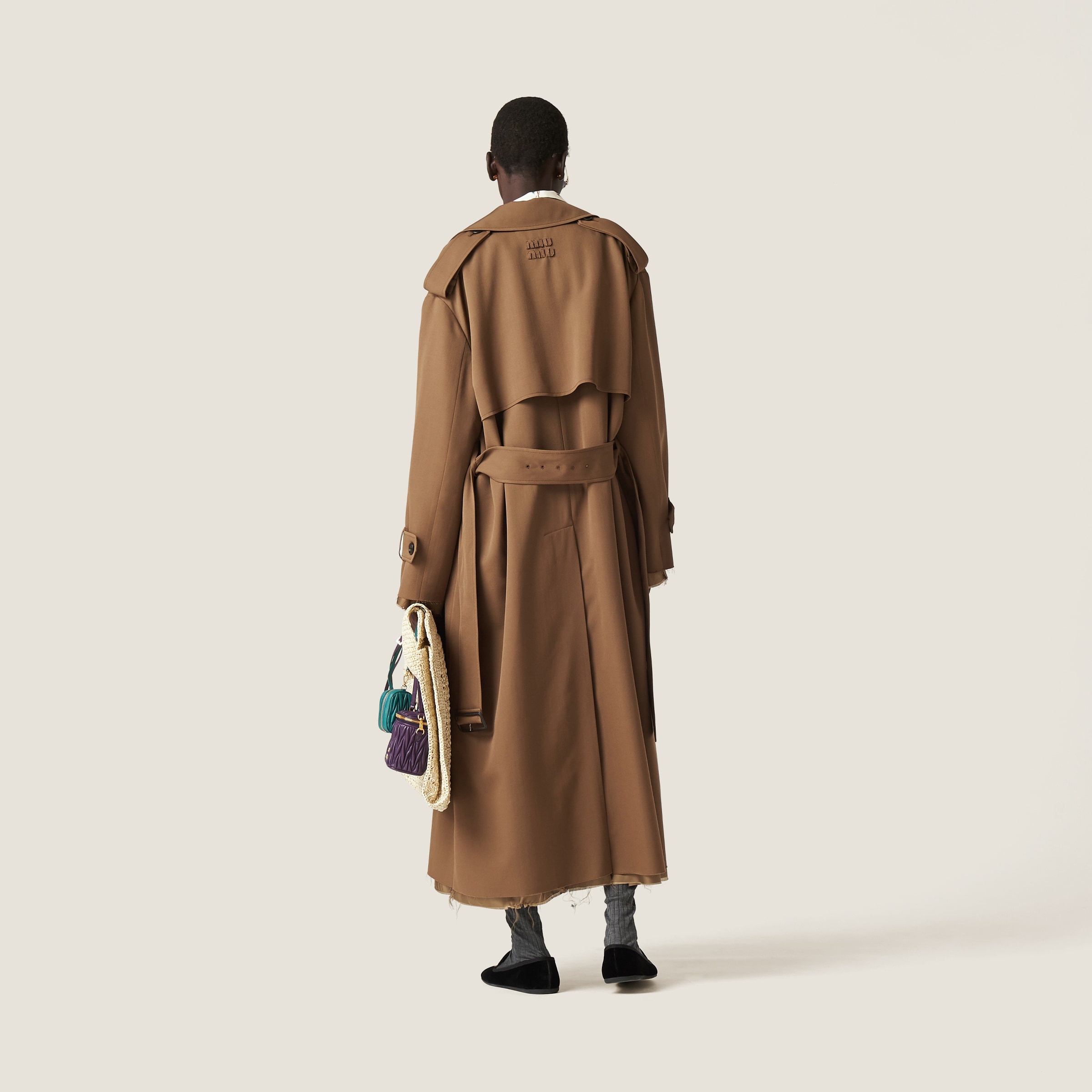 Double-breasted gabardine coat - 3