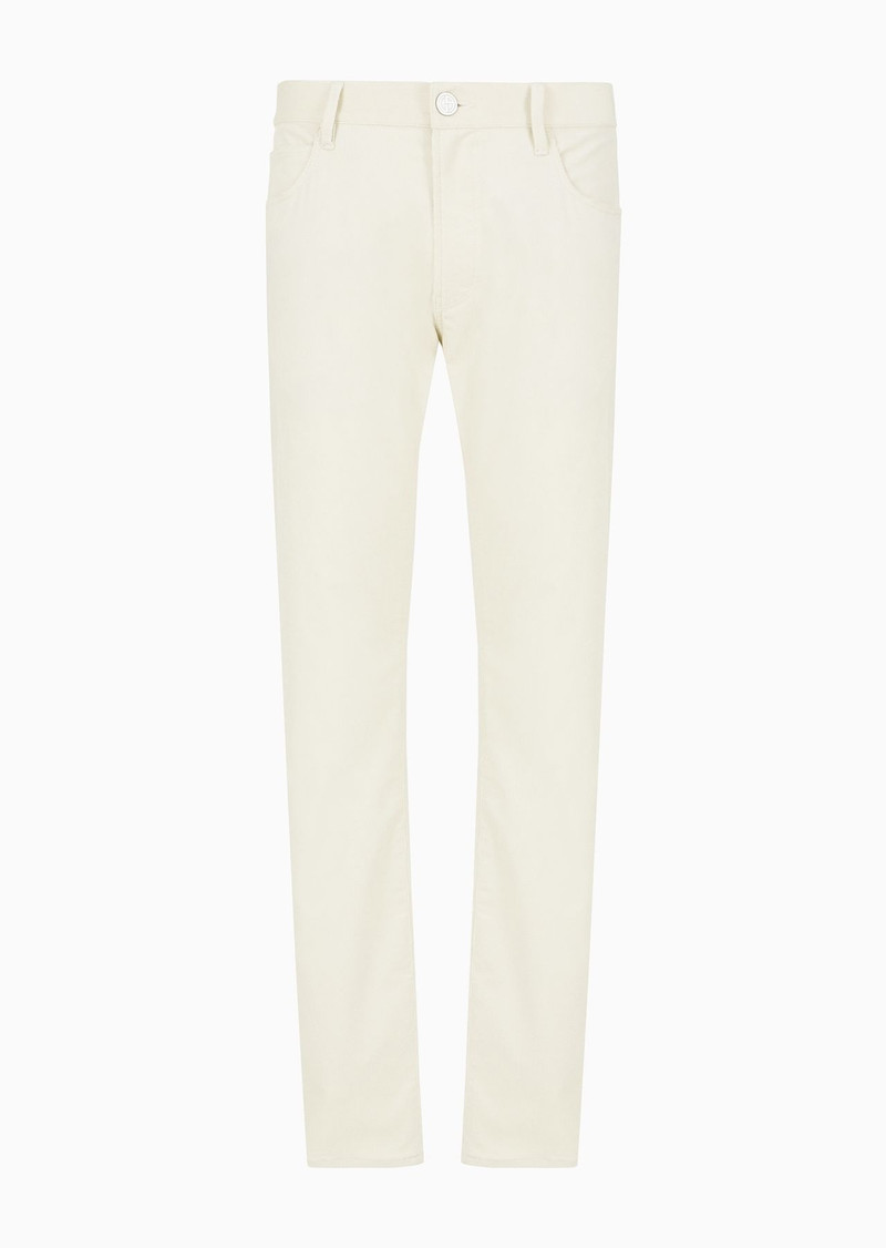 Regular-fit, five-pocket trousers in ribbed cotton and cashmere 1