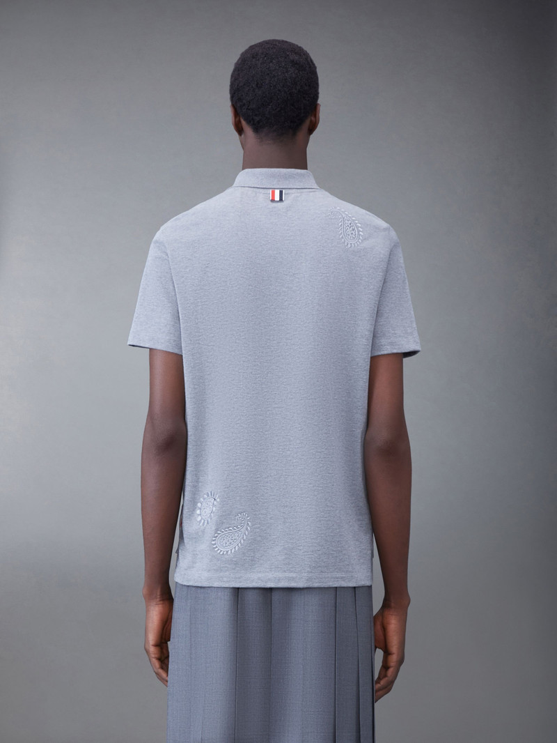 Thom Browne Midweight Jersey Paisley Short Sleeve Polo outlook