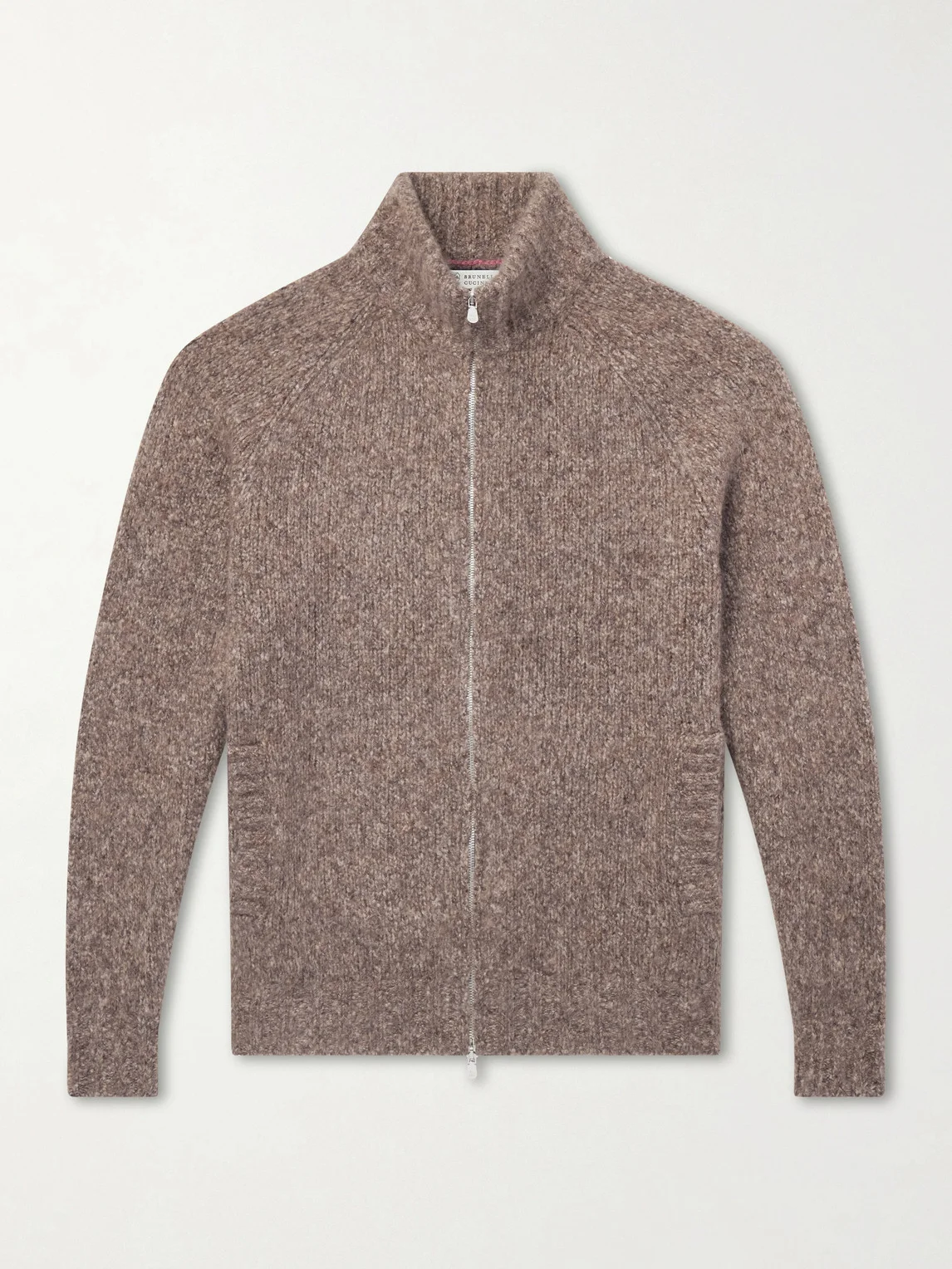 Brushed Cashmere and Silk-Blend Zipped Sweater - 1