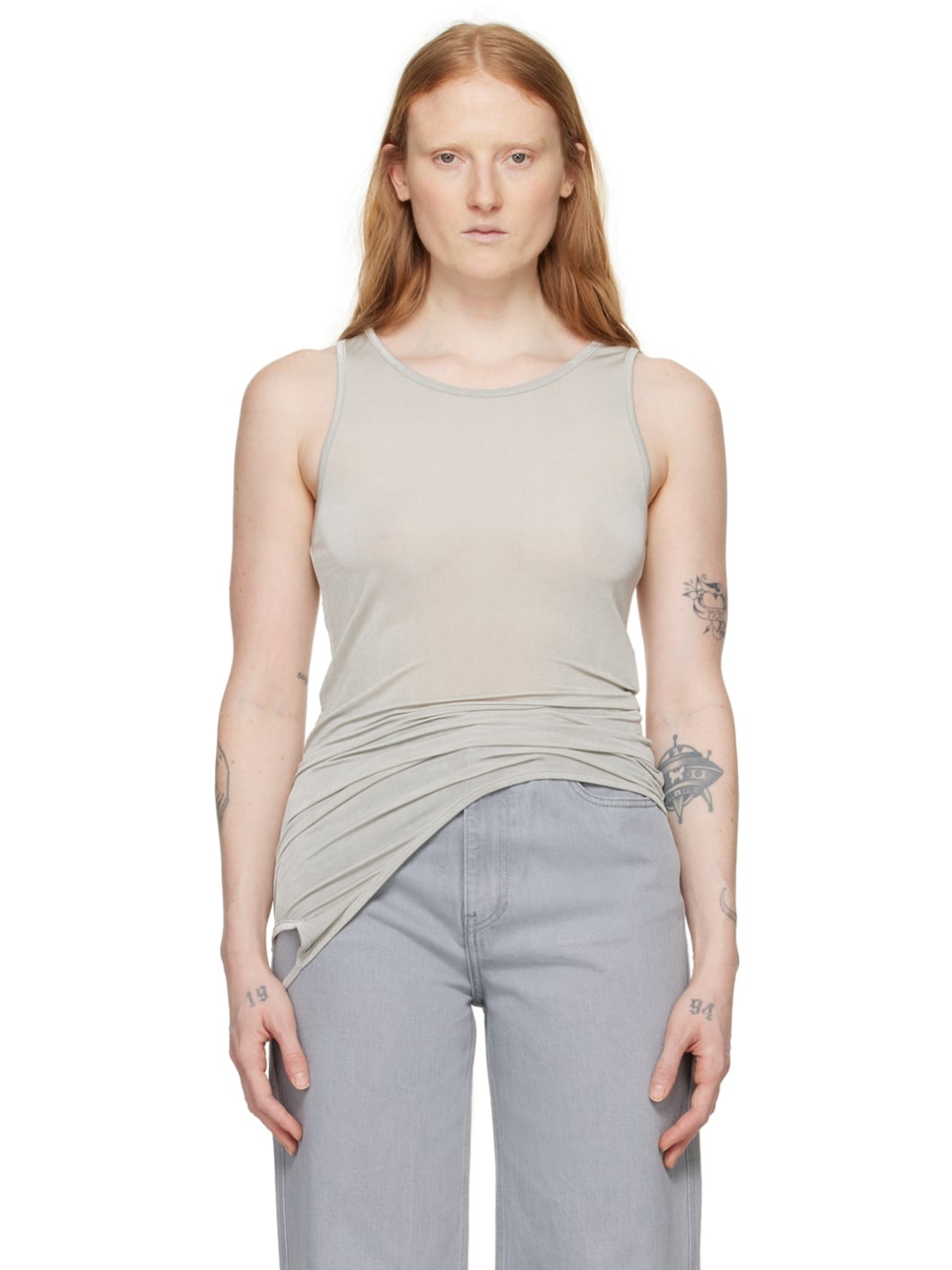 Gray Sheer Tank Top - 1