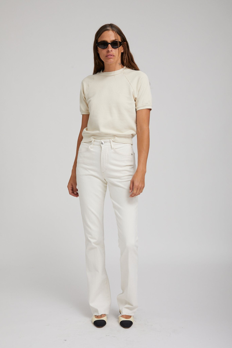 SPRWMN VINTAGE WHITE COTTON RAGLAN SWEATSHIRT TEE outlook