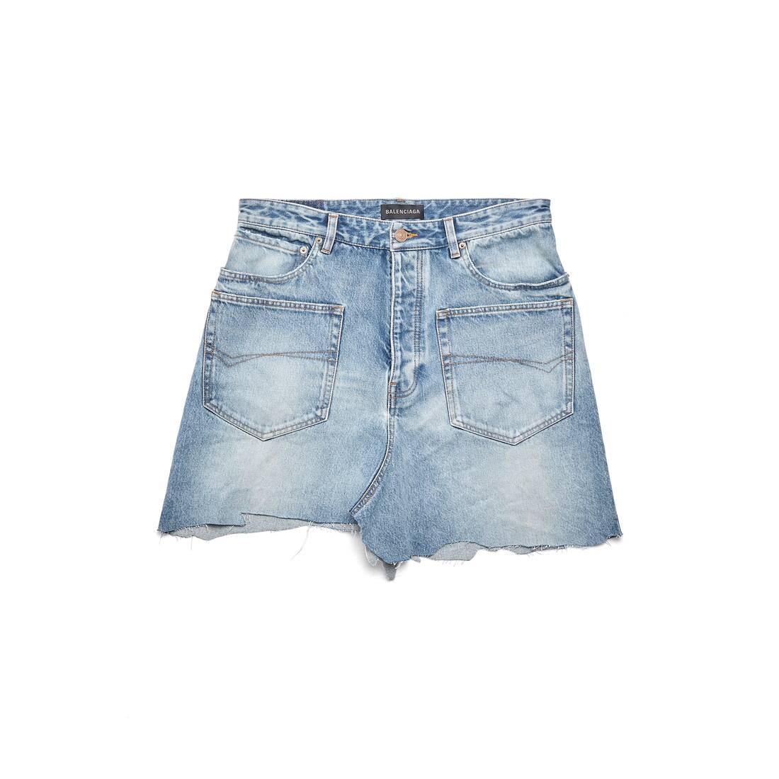 Women's Cut-up Patched Pocket Skirt in Blue - 1