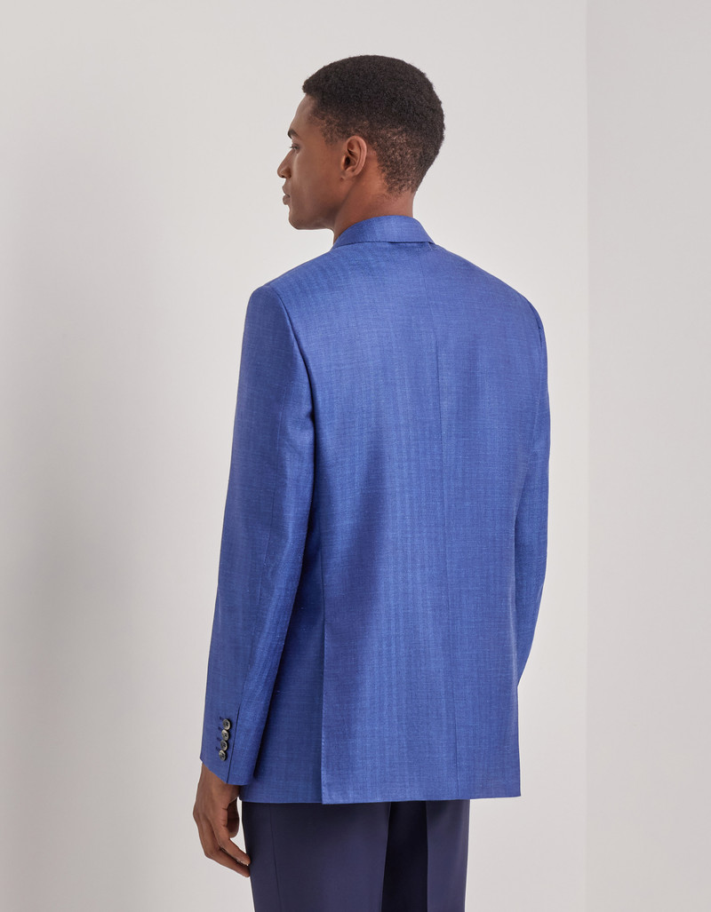 NAVY BLUE TRICOT-EFFECT COTTON JERSEY JACKET 159