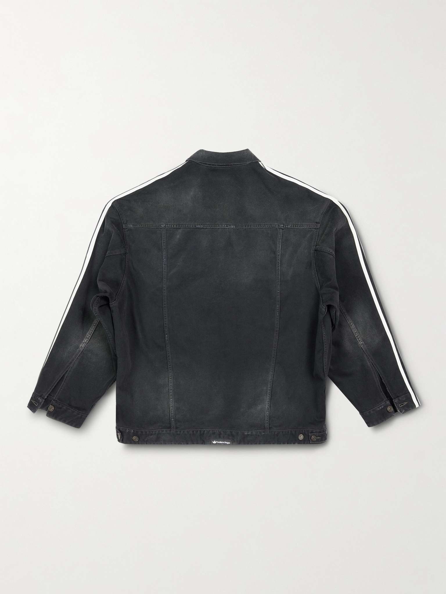 + adidas Oversized Distressed Striped Denim Jacket - 2
