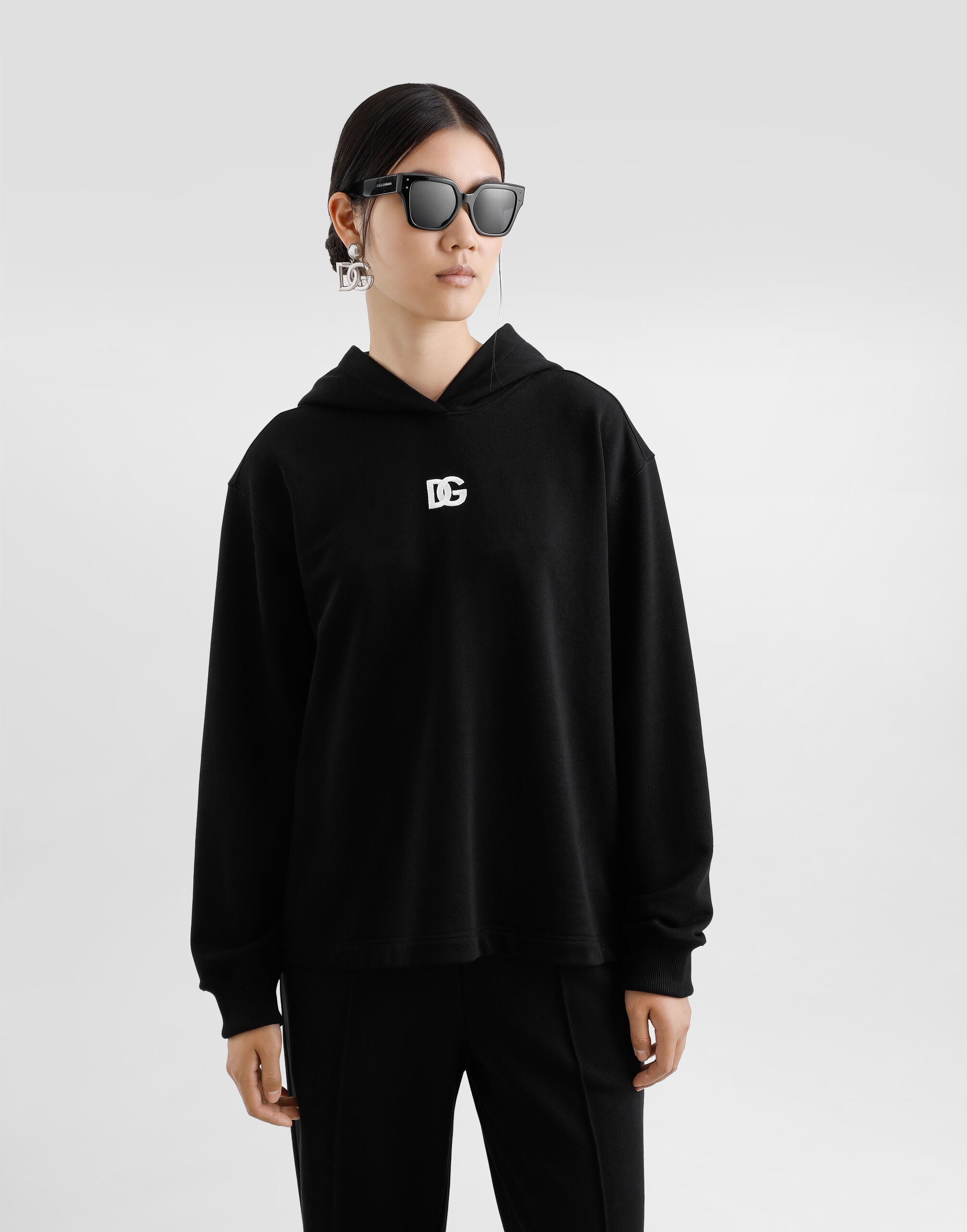 Jersey hoodie with DG embroidery - 4