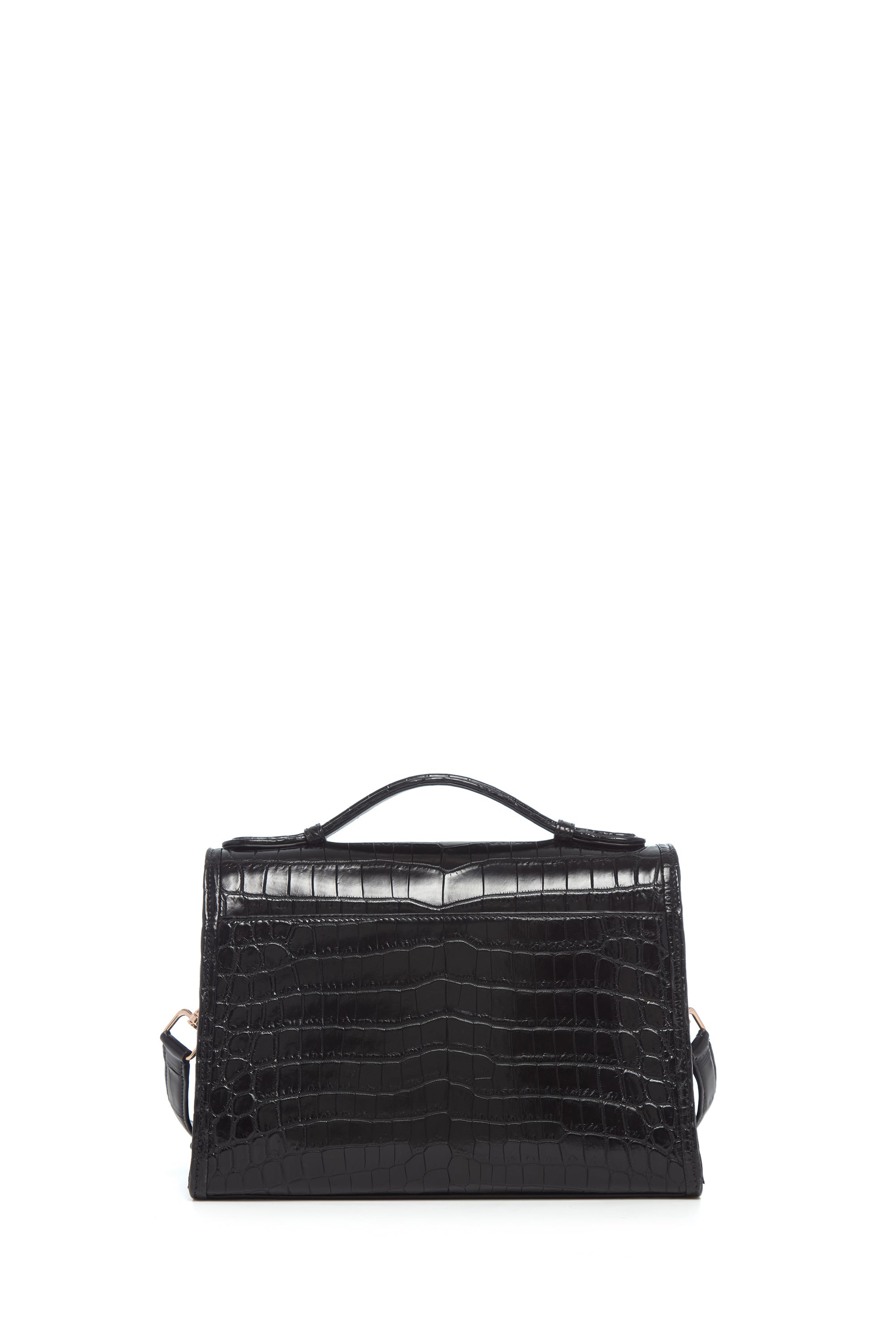 Medium Leonora Flap Bag in Black Crocodile Leather with Sunglasses Pouch - 5