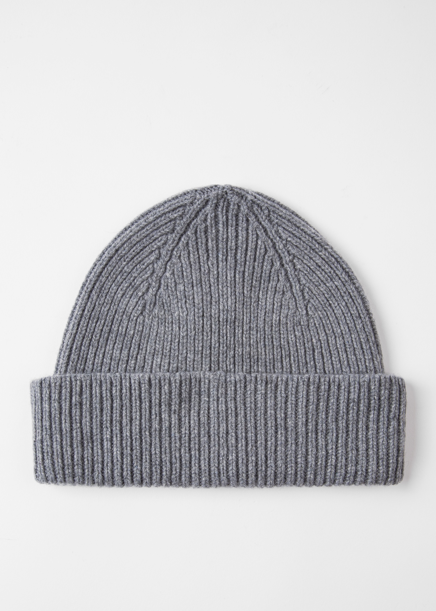 Grey Cashmere-Blend Ribbed Beanie Hat - 2