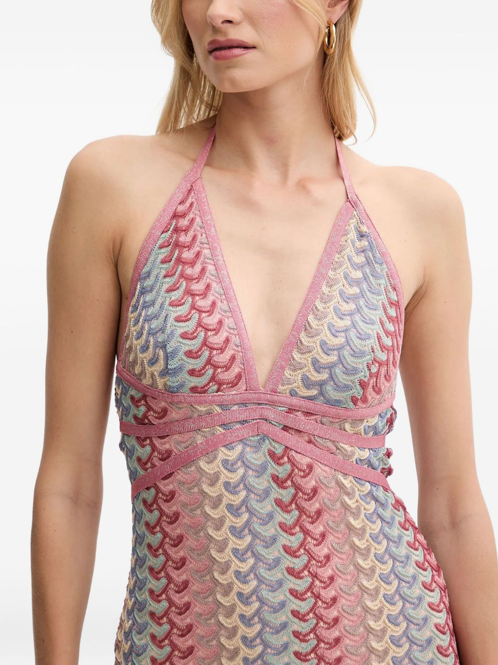 halterneck crochet maxi dress - 5