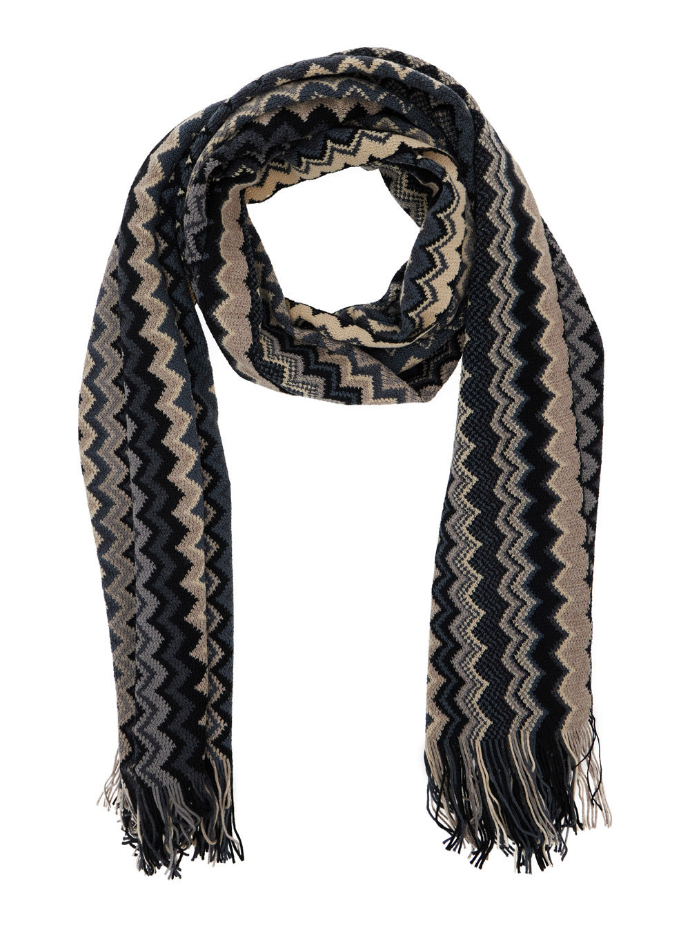 Missoni Men Multicolor Scarf With Zigzag Motif And Fringed Hem In Wool Man - 2