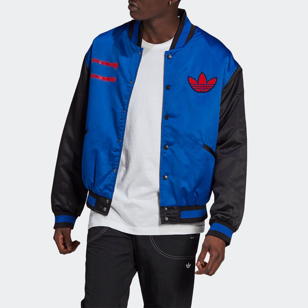 adidas originals Run-dmc Collegiate logo Printing Colorblock Jacket Blue GN5931 - 2