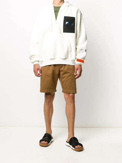 Heron Preston faux shearling logo patch hoodie outlook