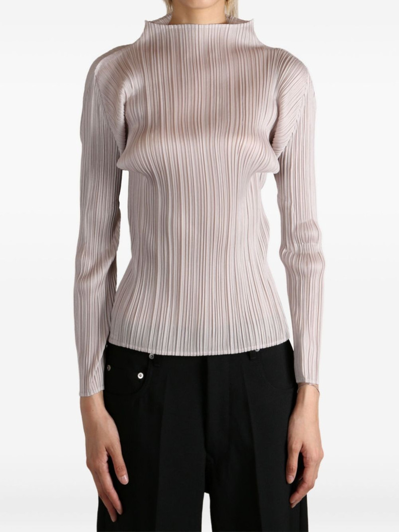 Pleats Please Issey Miyake Basics pleated high-neck top outlook