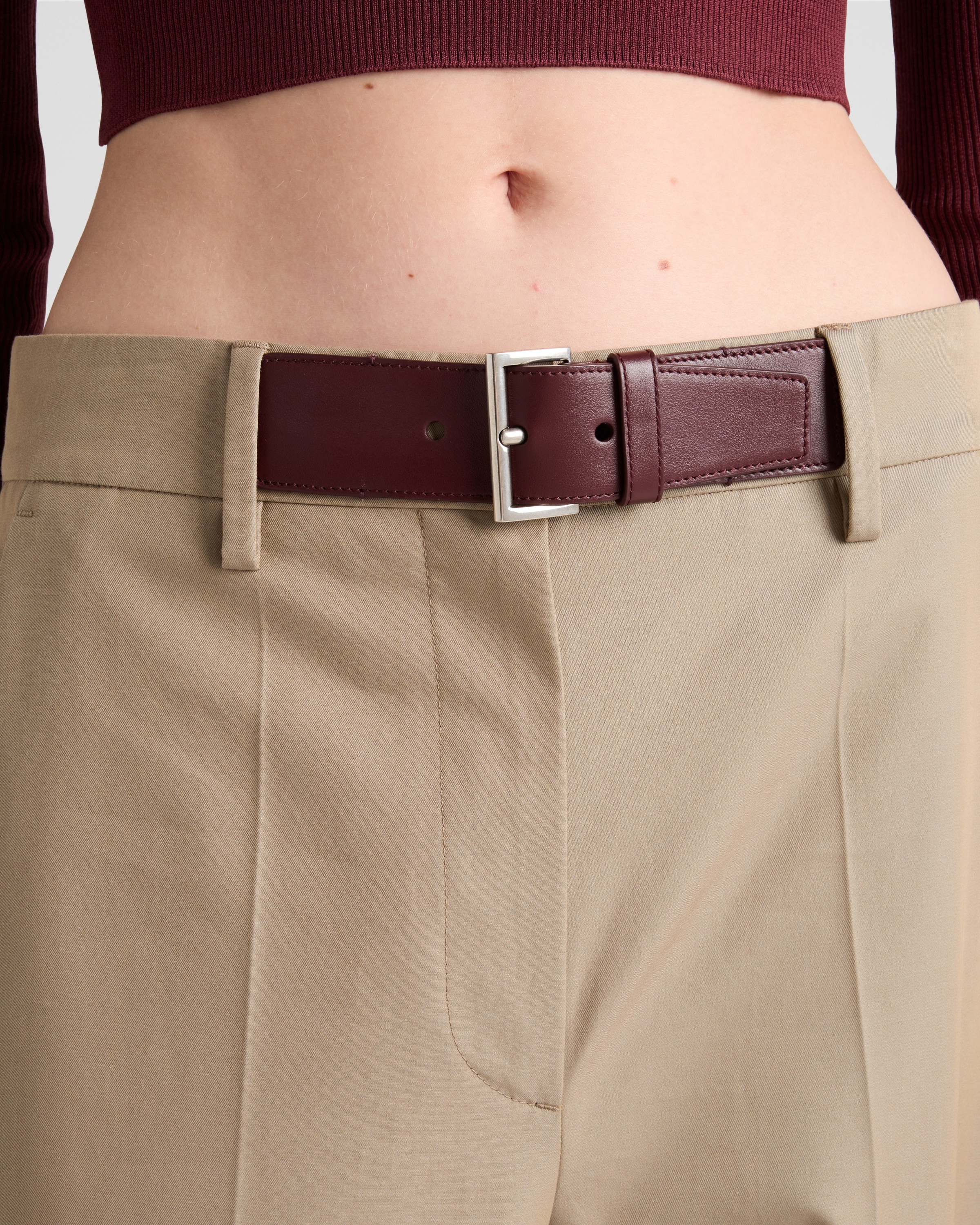 Twill pants with leather belt - 3