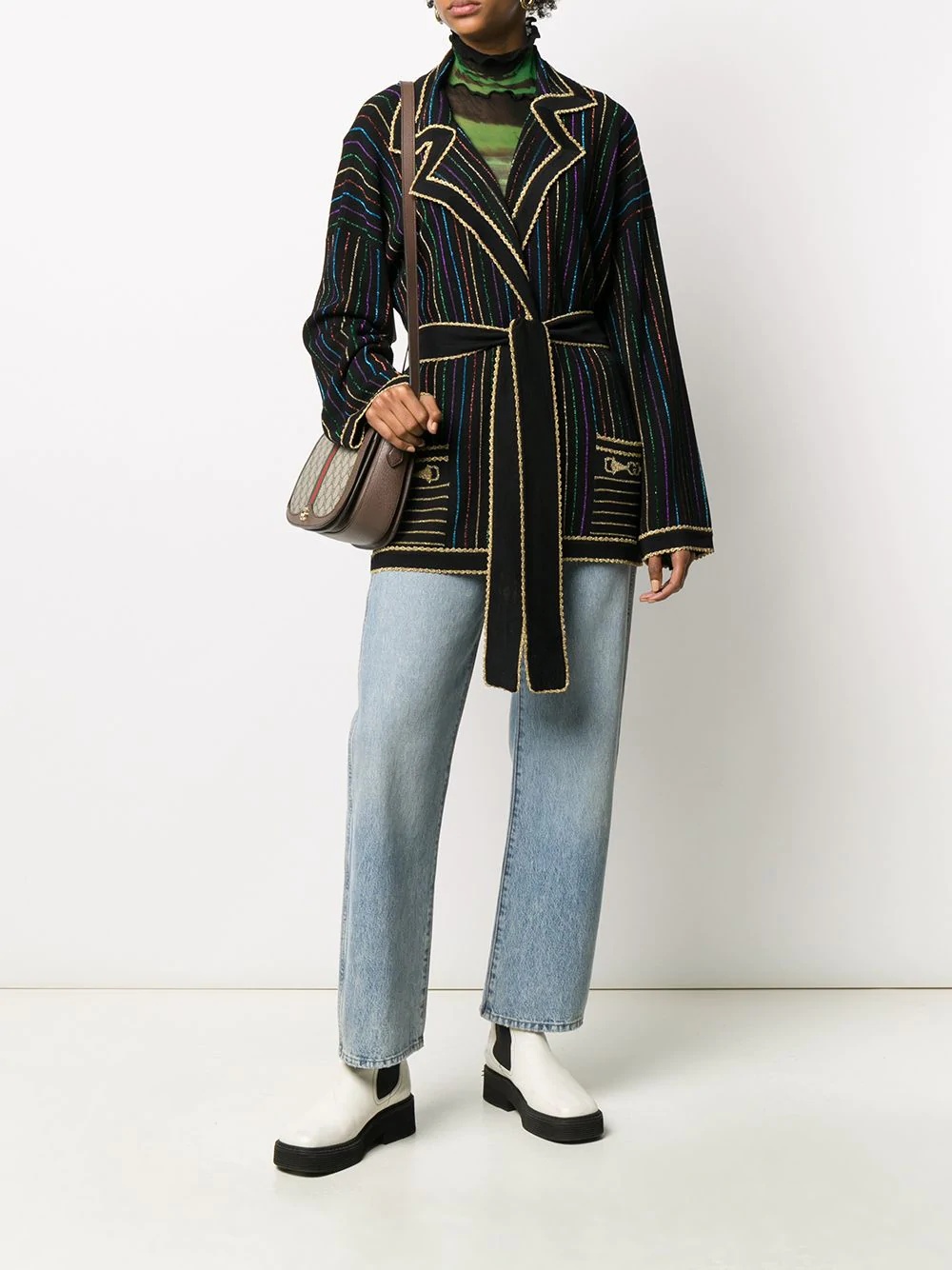 metallic stripe cardi-coat - 2