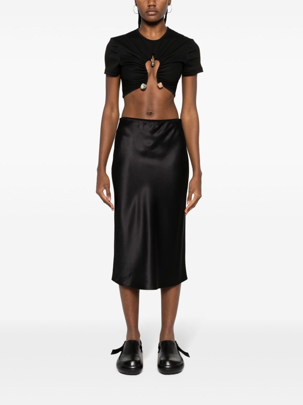 elasticated-waist silk skirt - 2