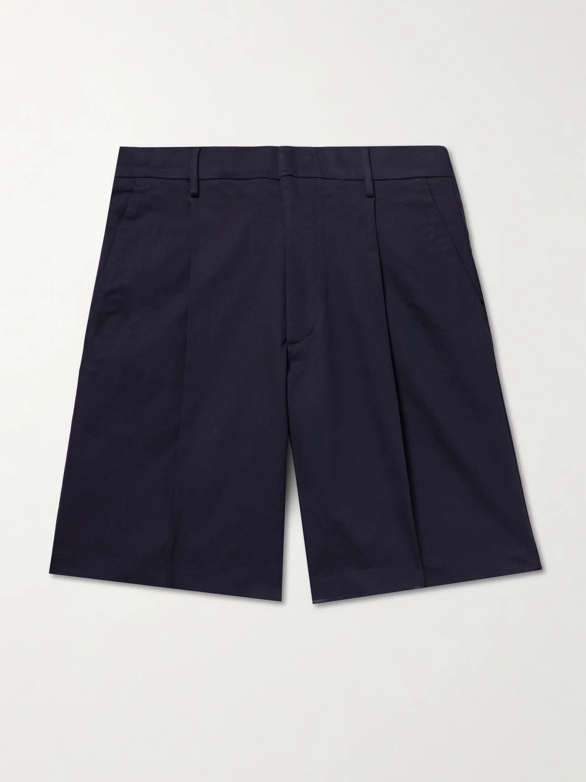 Kay 1420 Straight-Leg Pleated Stretch Organic Cotton Shorts - 1