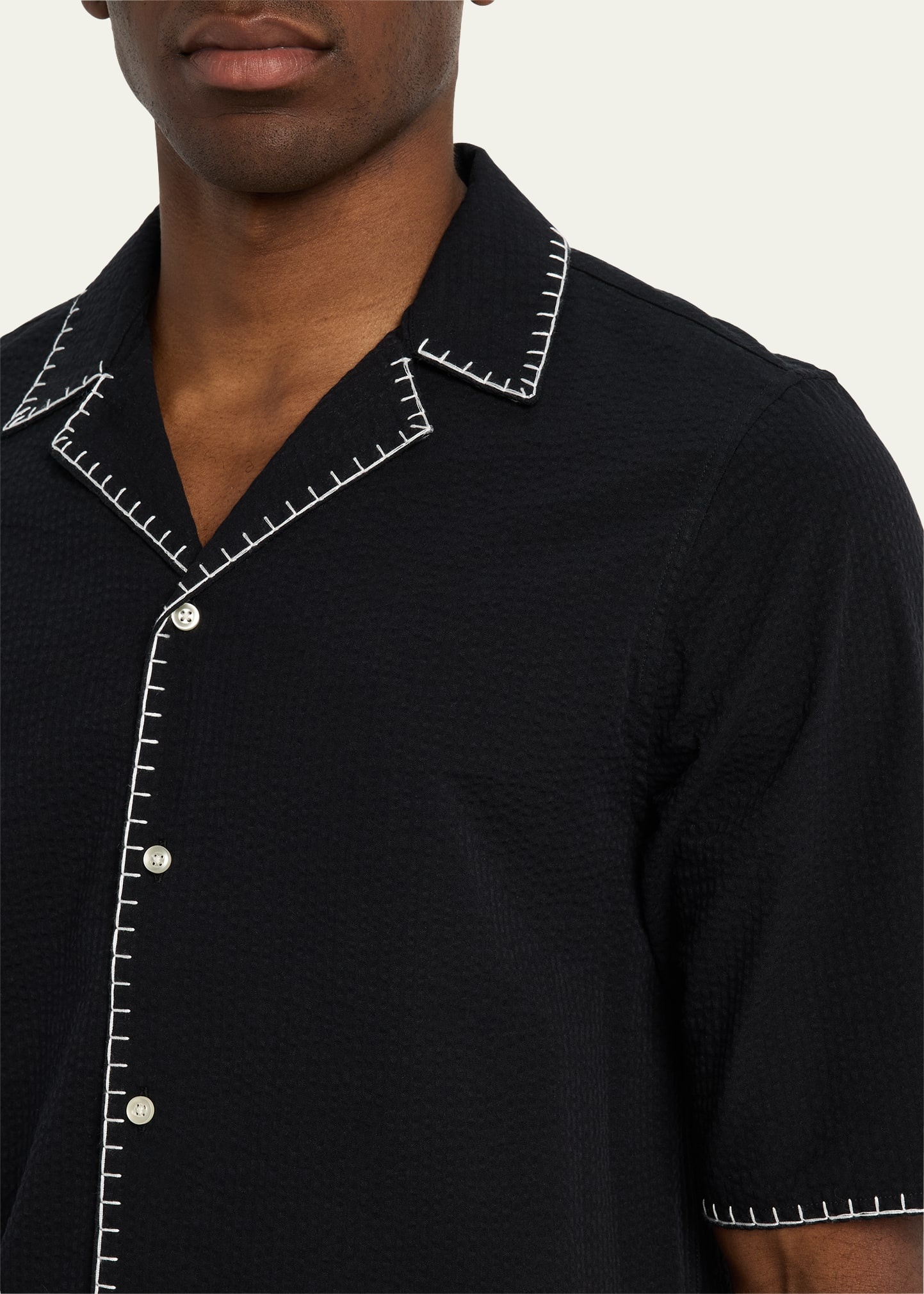 Men's Eren Seersucker Whipstitch Camp Shirt - 5