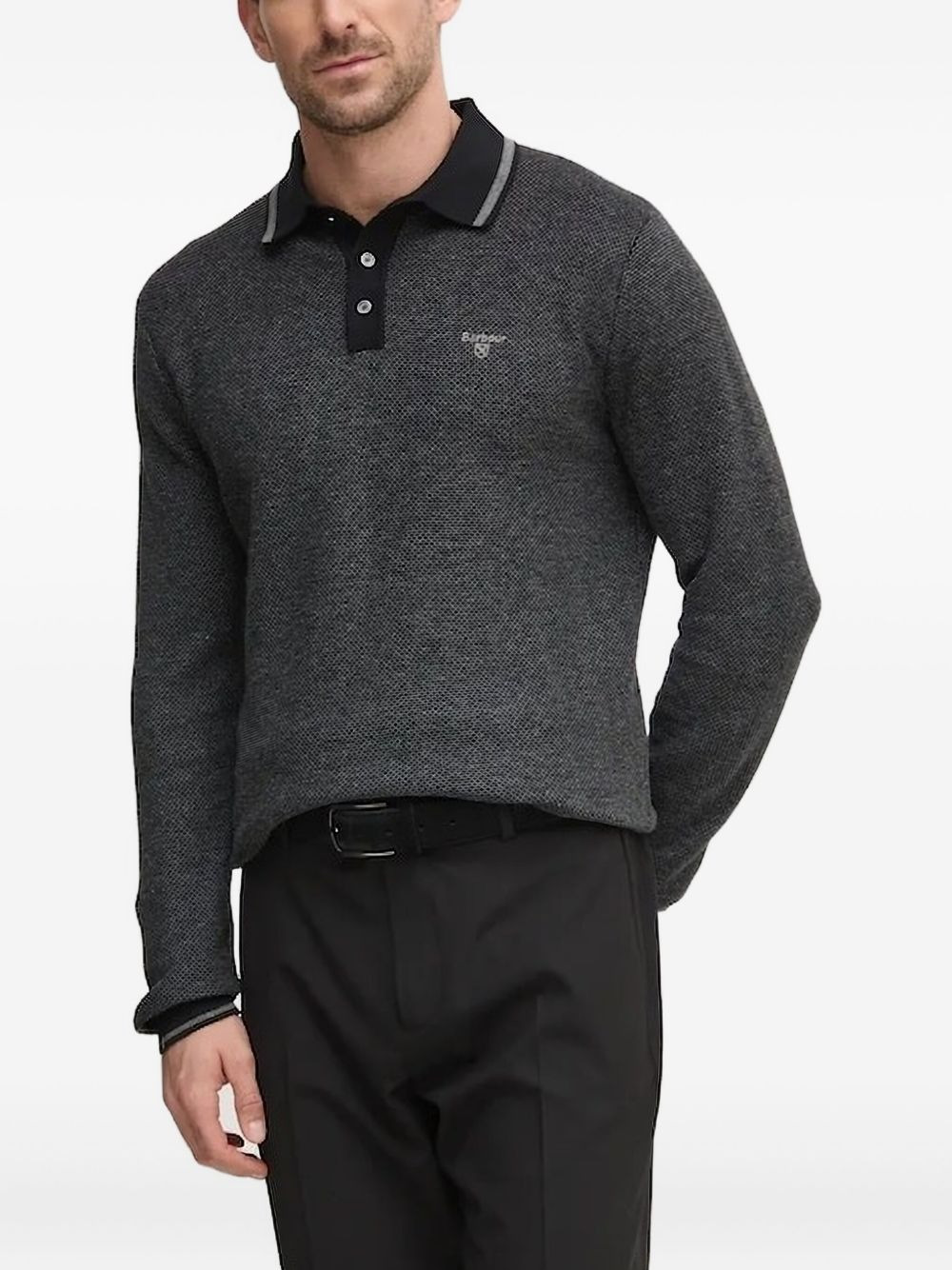 textured polo shirt - 1