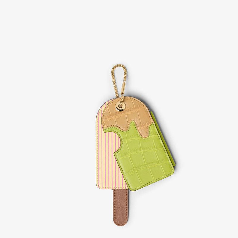 Fendi Icy Card Holder Green and brown inlaid alligator card holder 1
