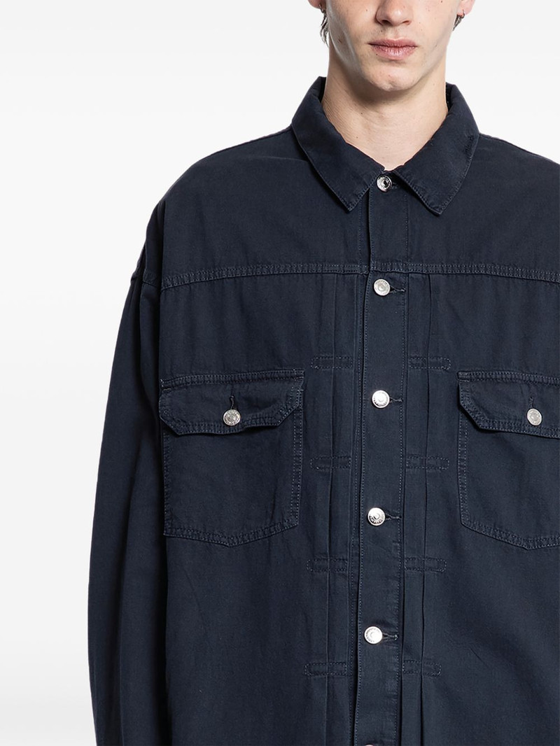 MASTERMIND WORLD skull distressed denim shirt outlook