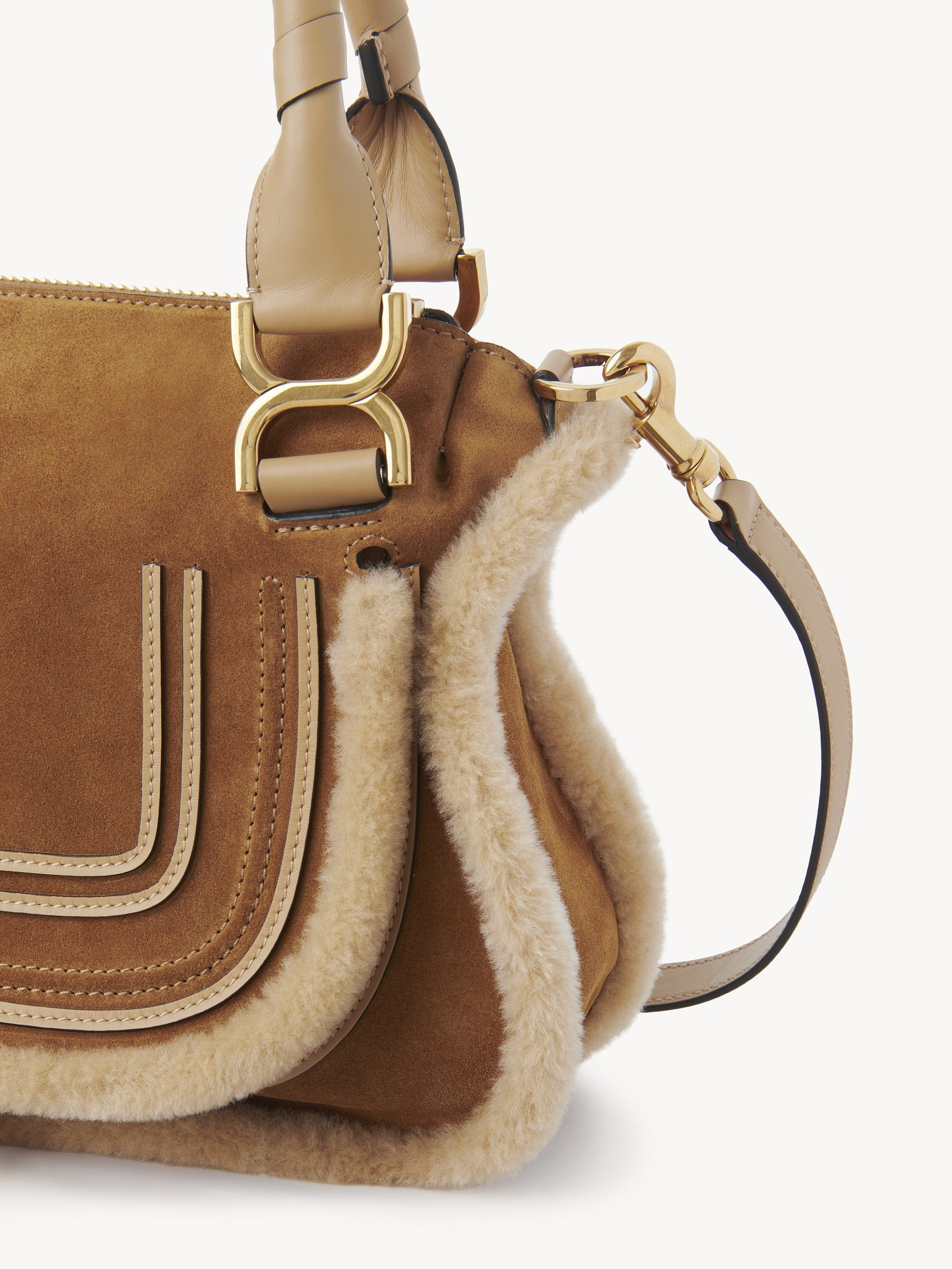SMALL MARCIE BAG IN SUEDE LEATHER & SHEARLING - 3