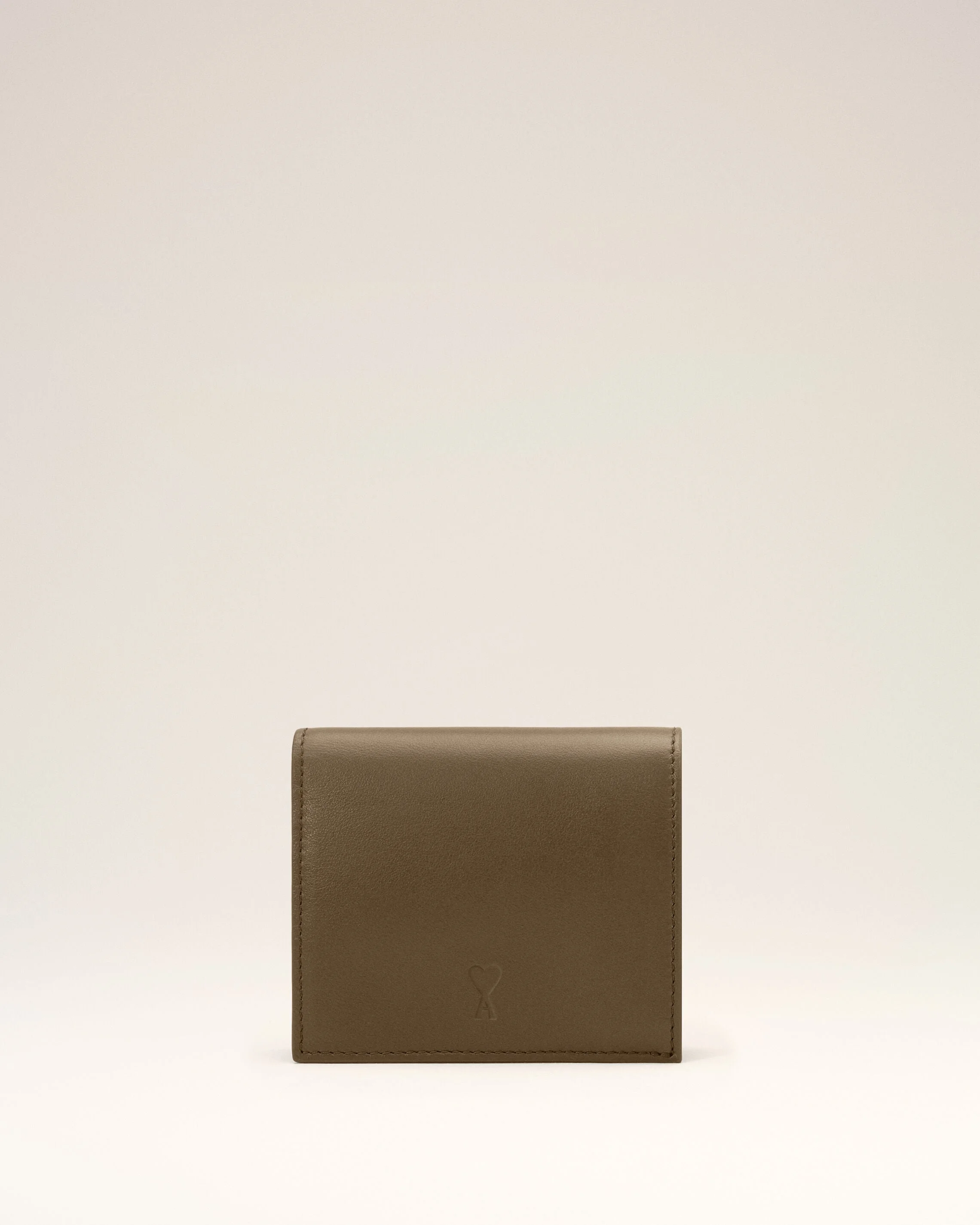 BROWN COWHIDE LEATHER BIFOLD WALLET WITH AMI DE COEUR - 1