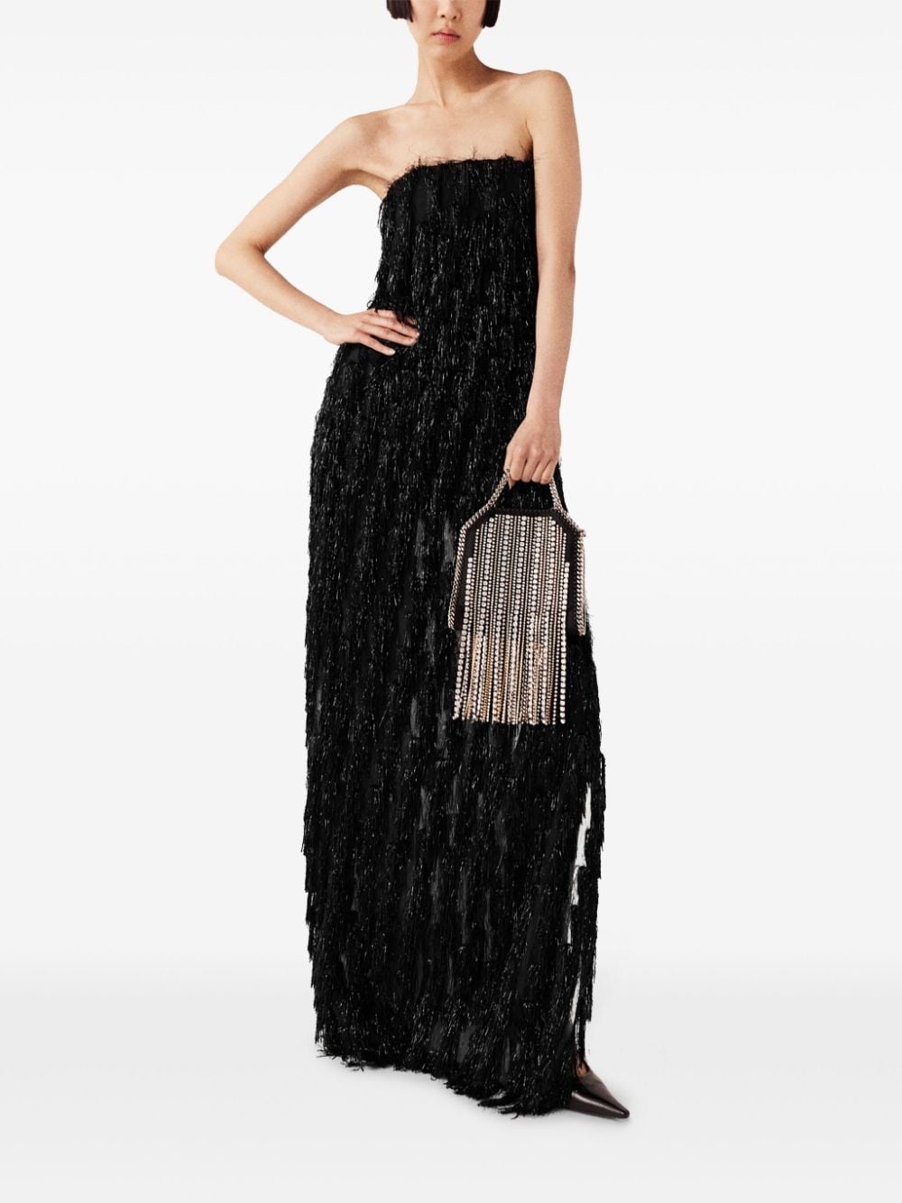 sleeveless glitter-tassel dress - 2