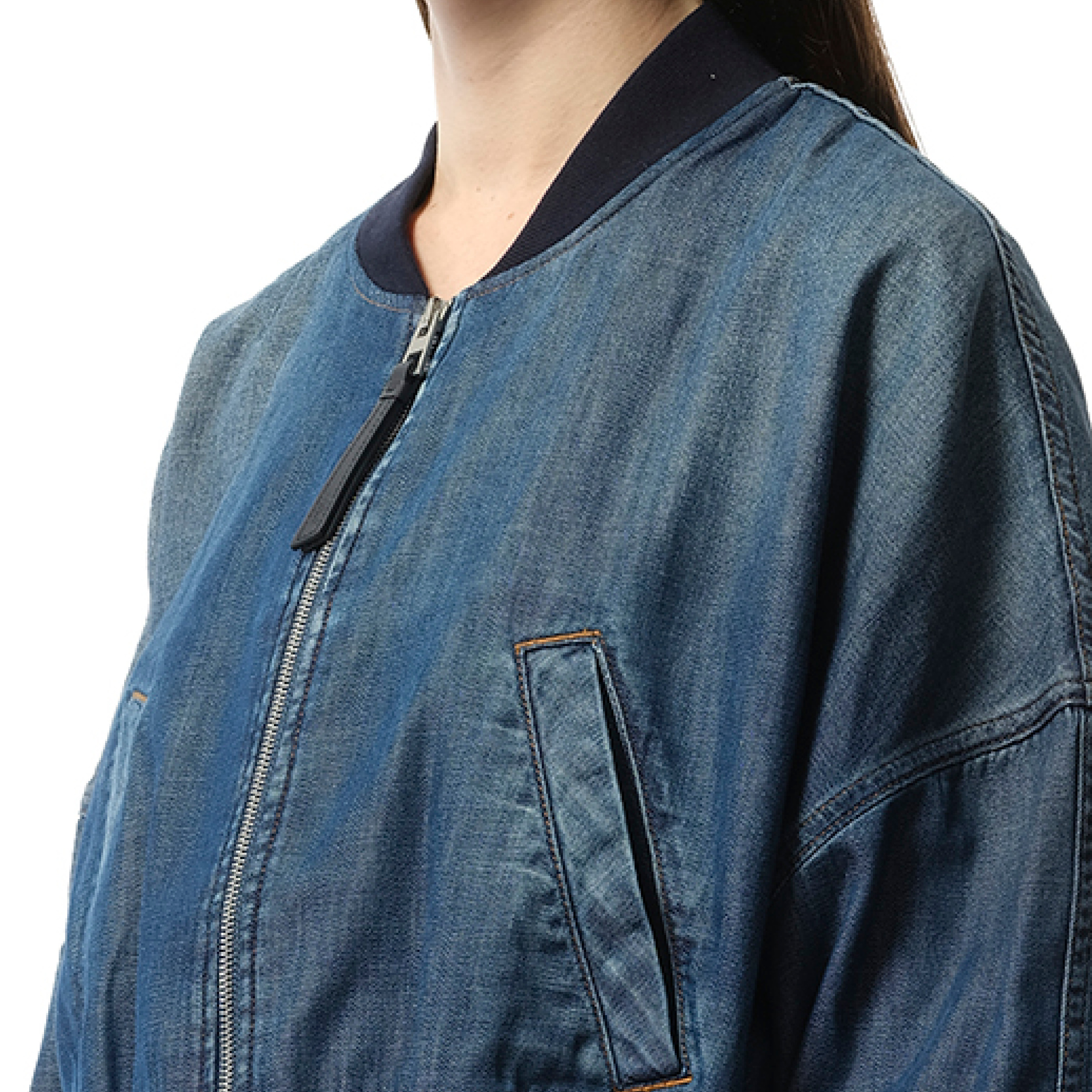 Bomber Jacket in Washed Blue - 3