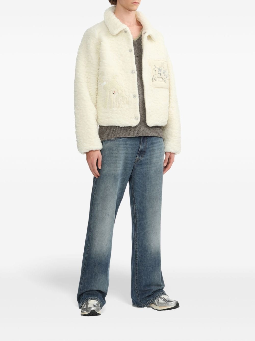 fleeced wool bomber jacket - 2