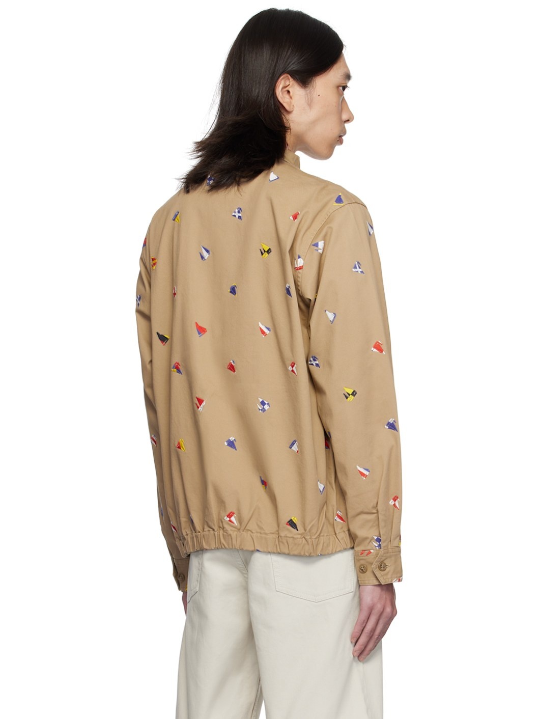 Beige Embroidered-Graphic Jacket - 3