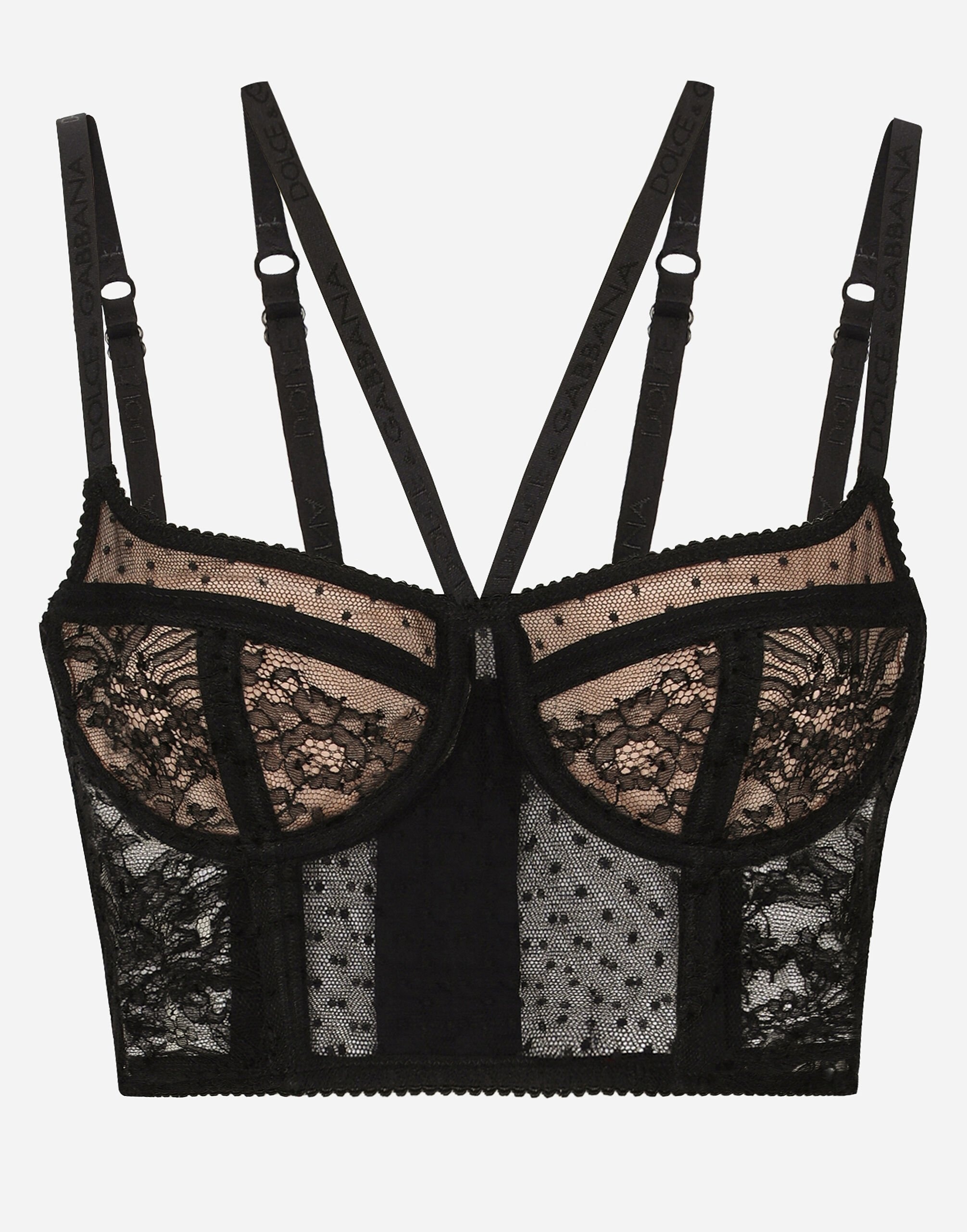 Lace lingerie bustier with straps - 1