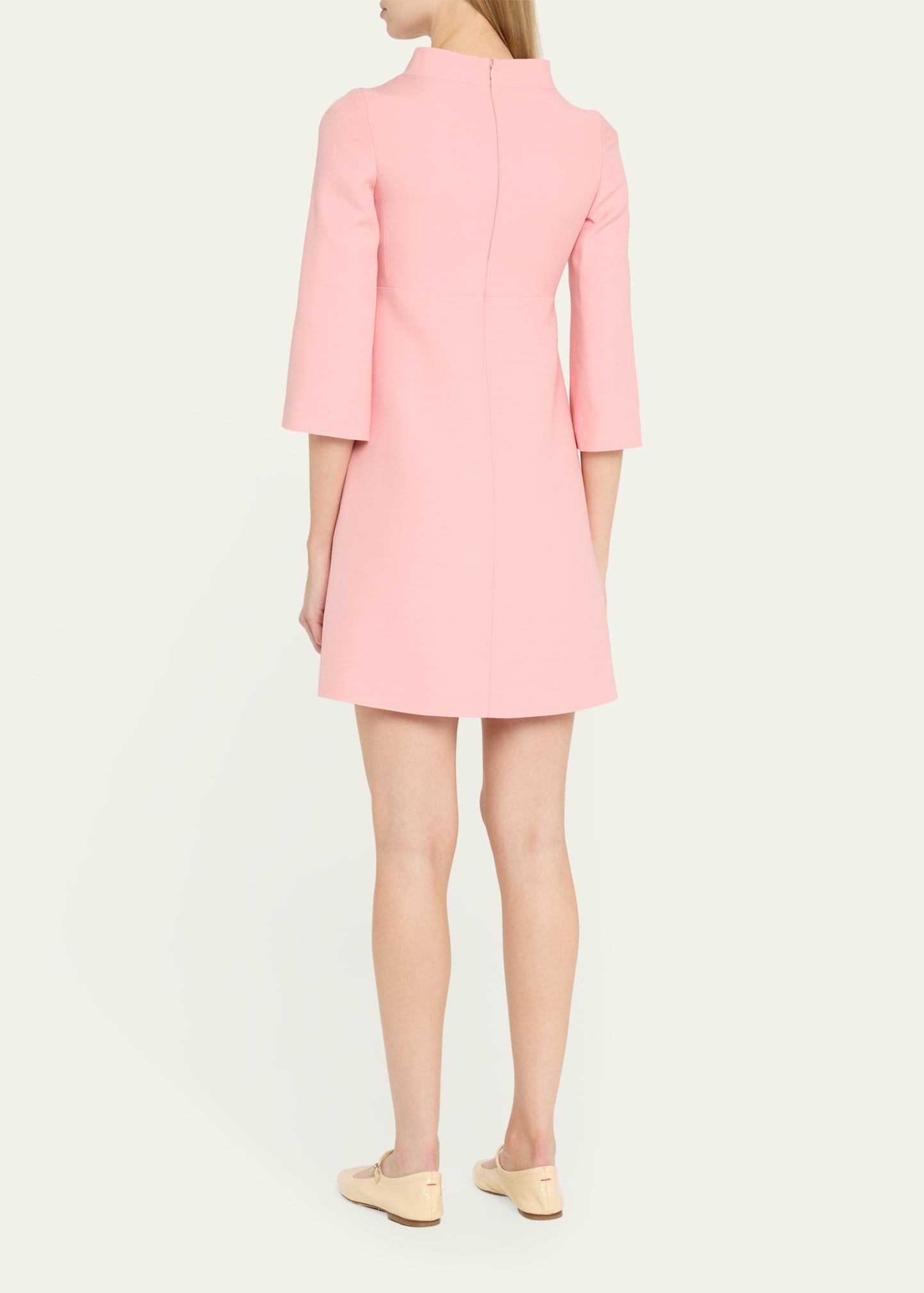 Funnel-Neck Crystal Button Mini Dress - 3