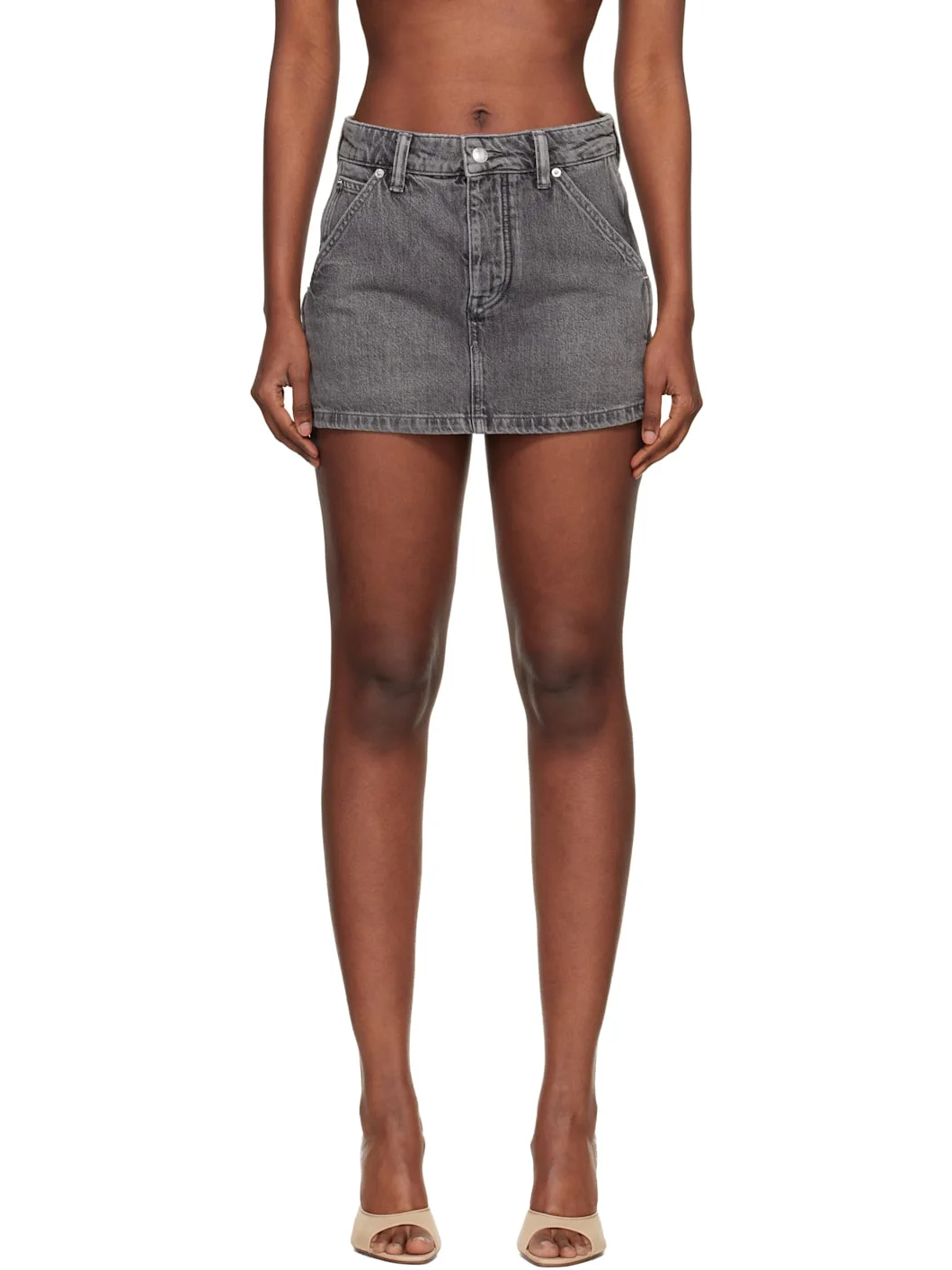 Gray Denim Carpenter Mini Skort - 1