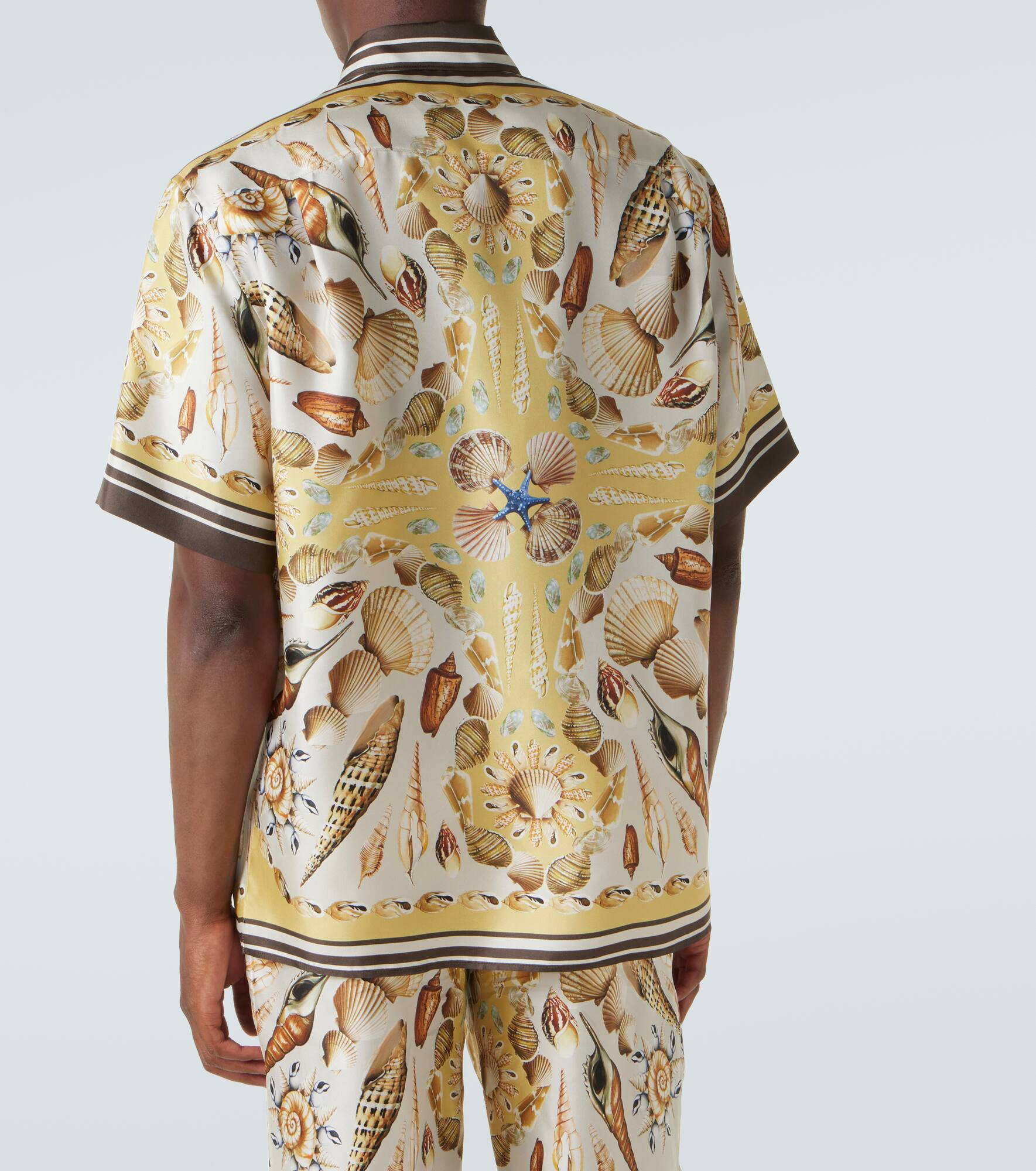 Printed silk twill bowling shirt - 4