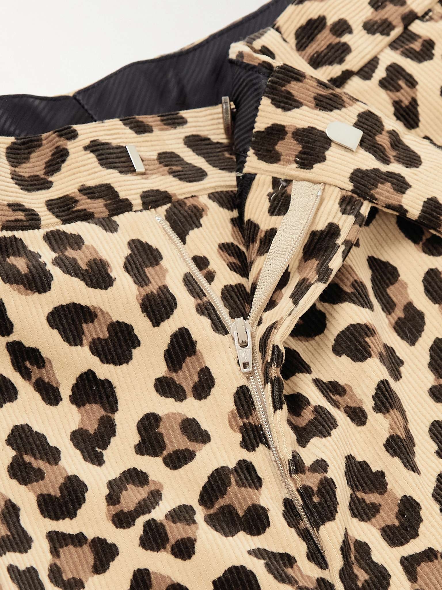 WACKO MARIA Pleated Leopard-Print Cotton-Corduroy Trousers 
